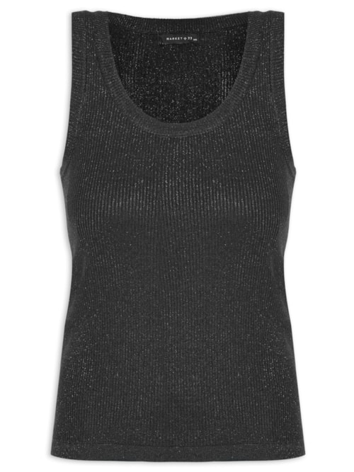 Regata Feminina em Tricot com Lurex - Marrom