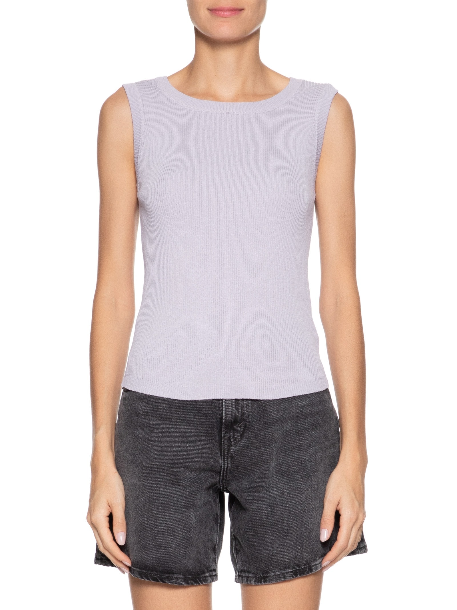 Regata Feminina Em Tricot Lilás Market 33