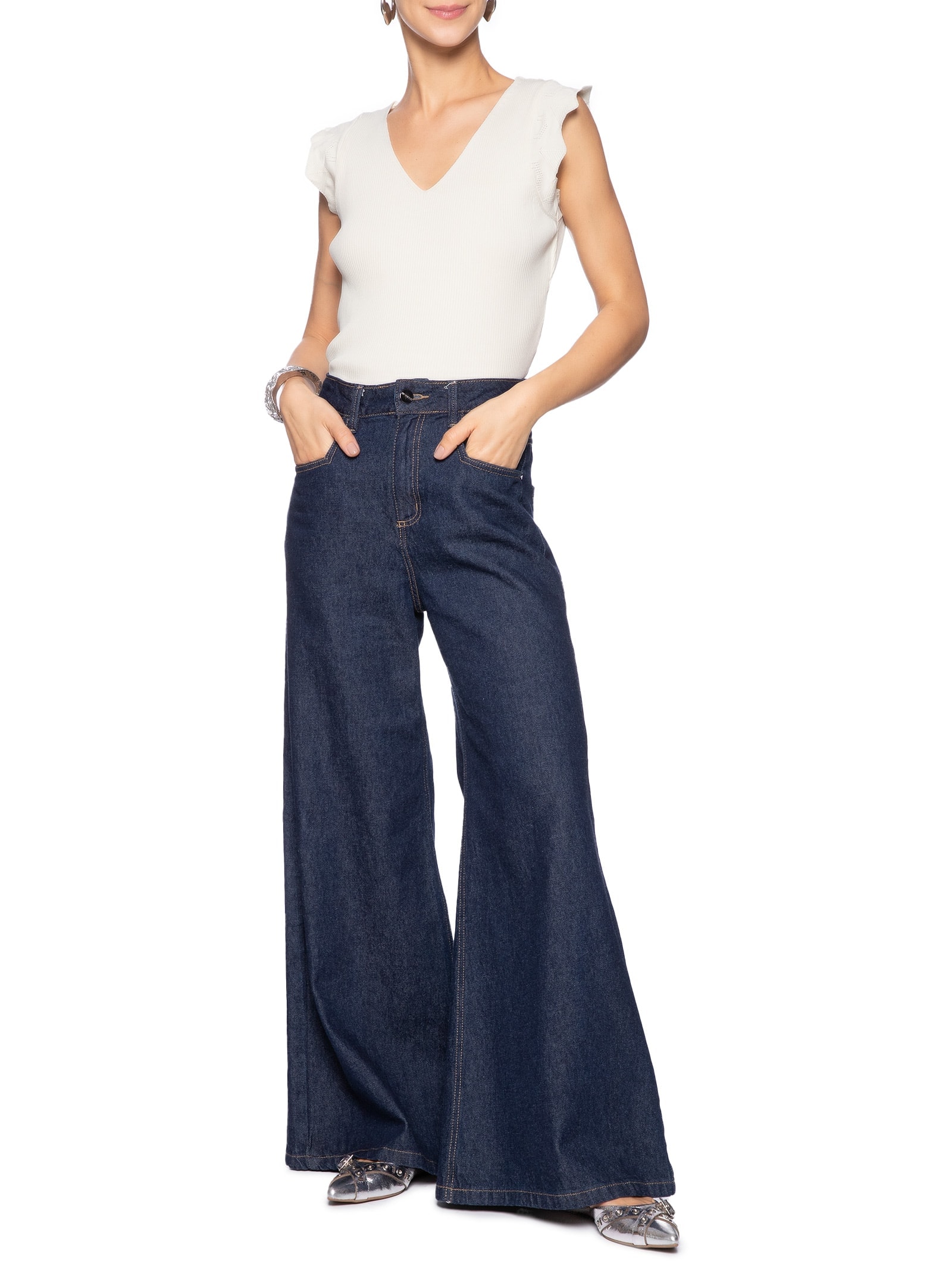 Regata Feminina Em Tricot Off White  Market 33