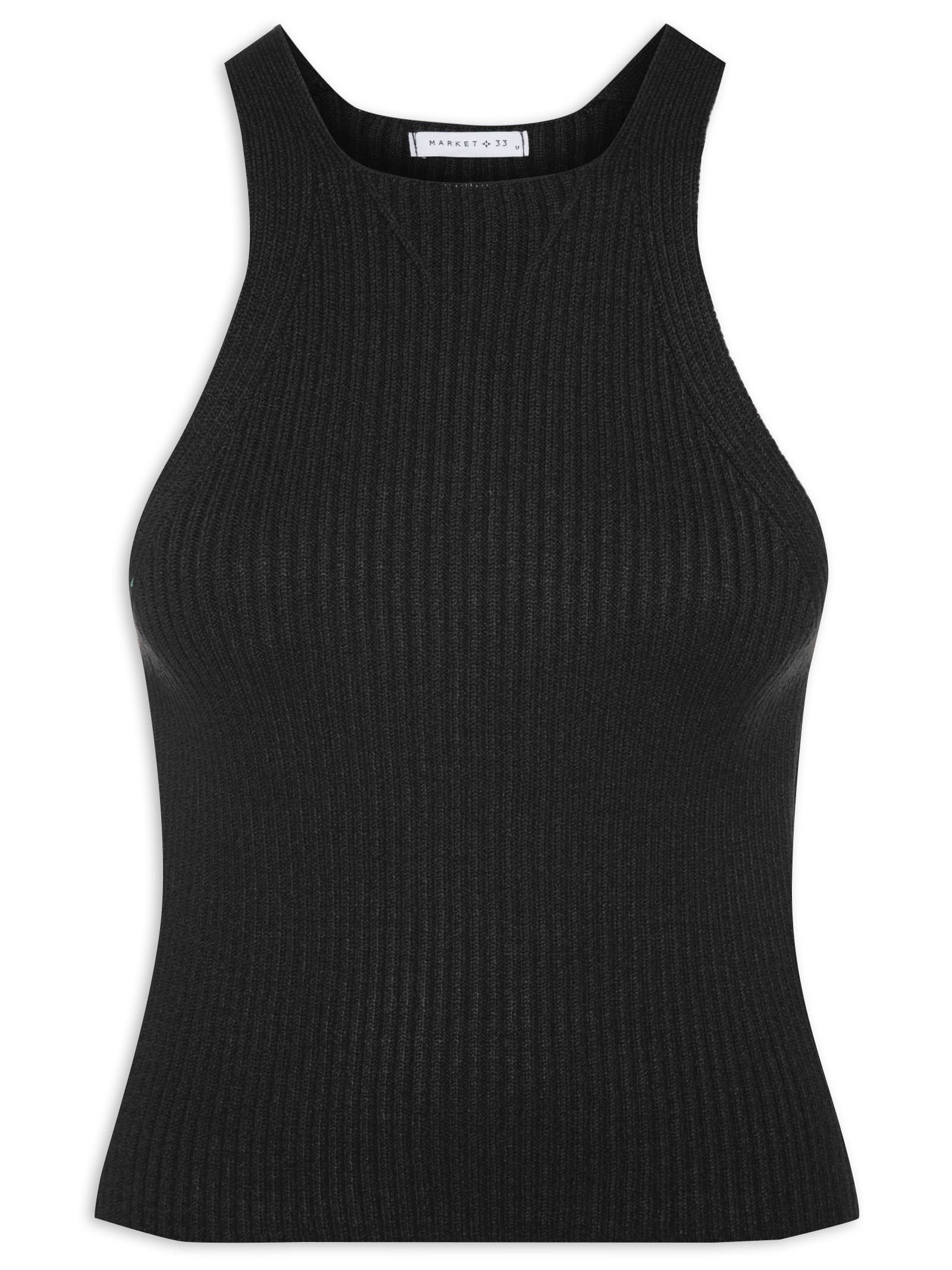 Regata Feminina Em Tricot Preto Market 33