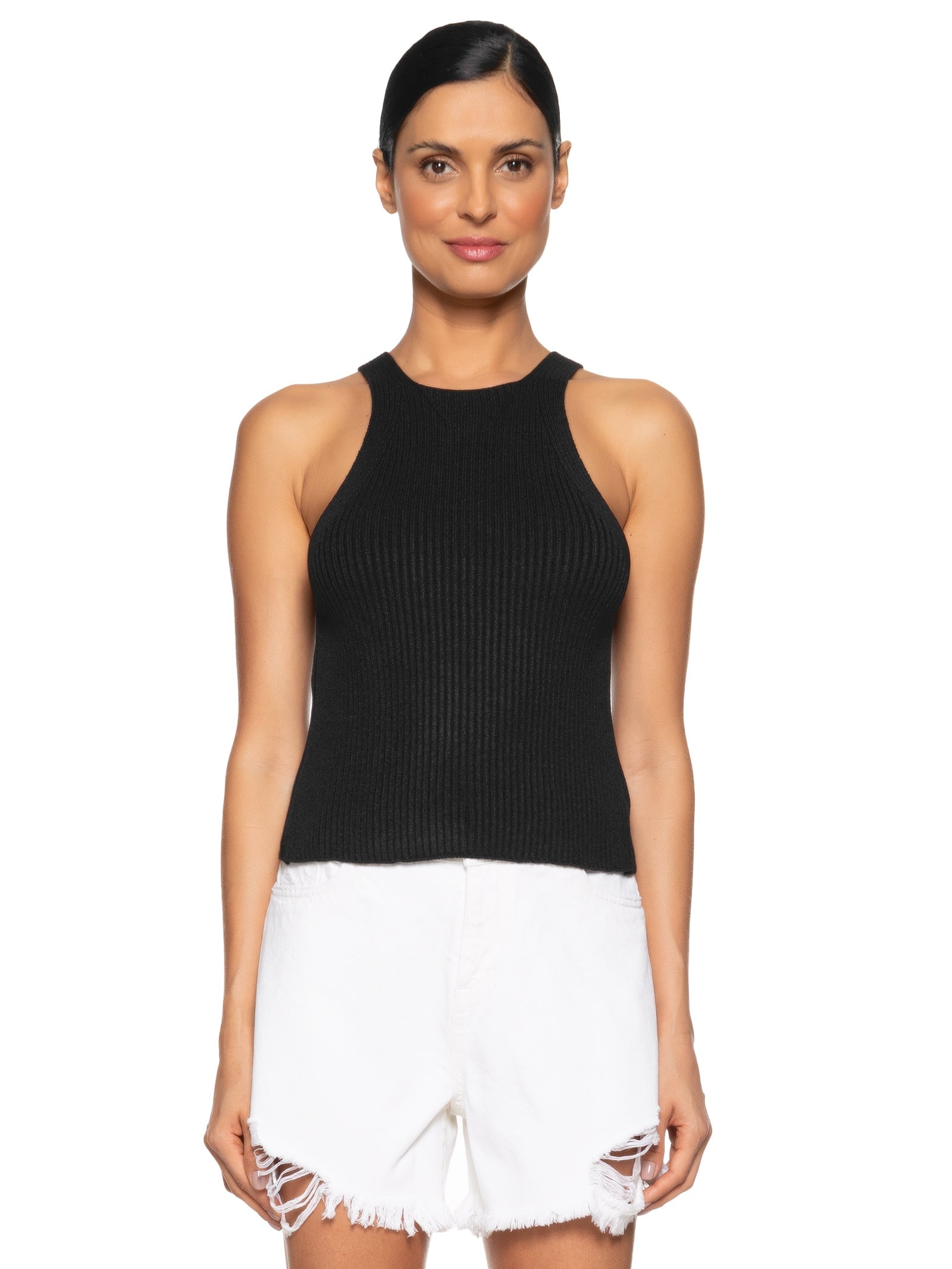 Regata Feminina Em Tricot Preto Market 33