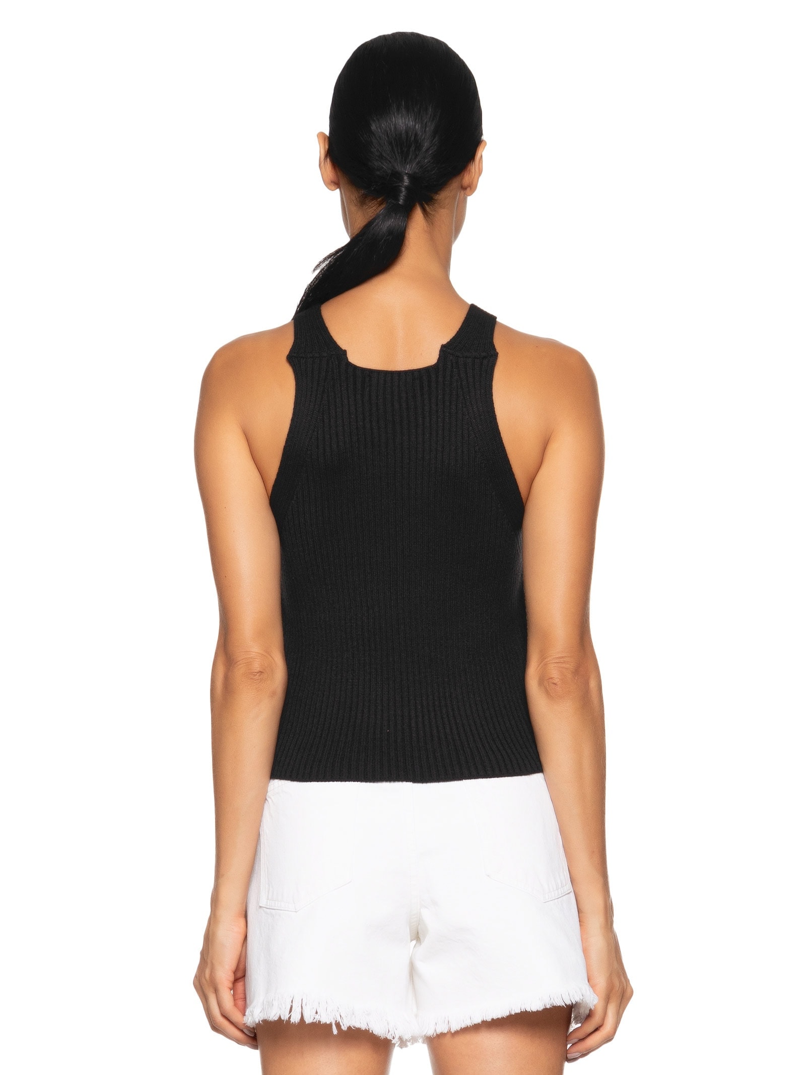 Regata Feminina Em Tricot Preto Market 33