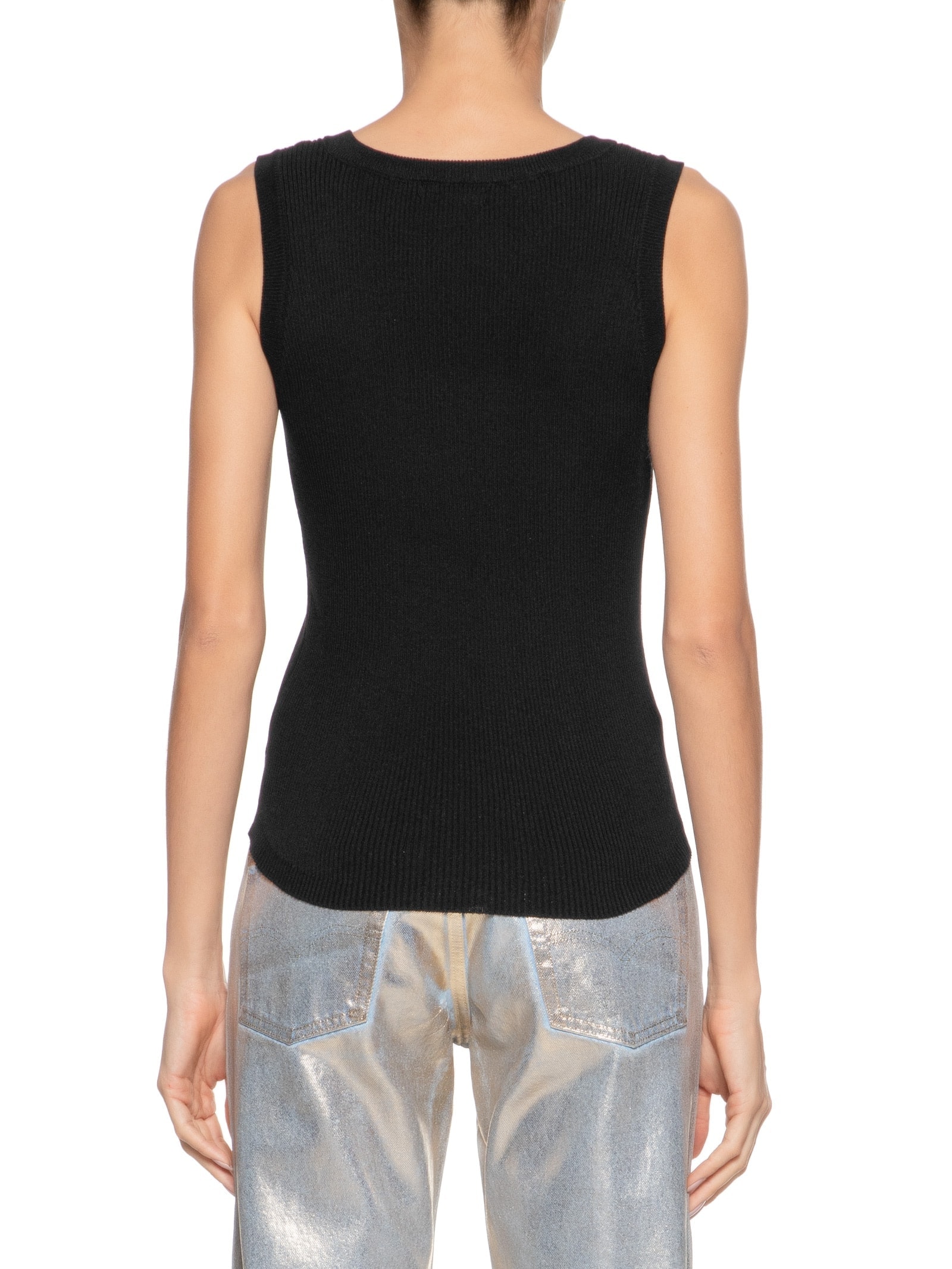 Regata Feminina Em Tricot Preto Market 33