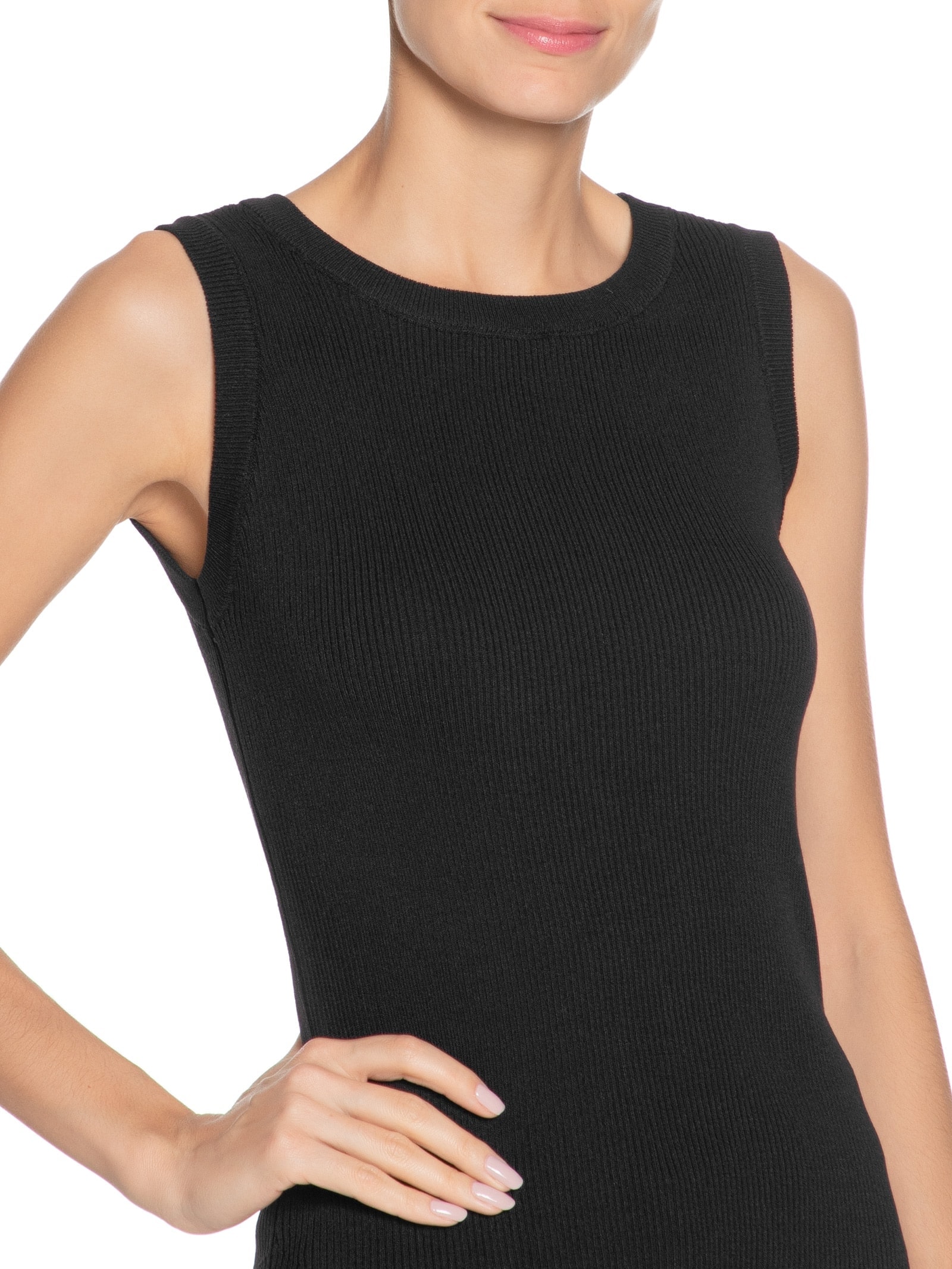 Regata Feminina Em Tricot Preto Market 33