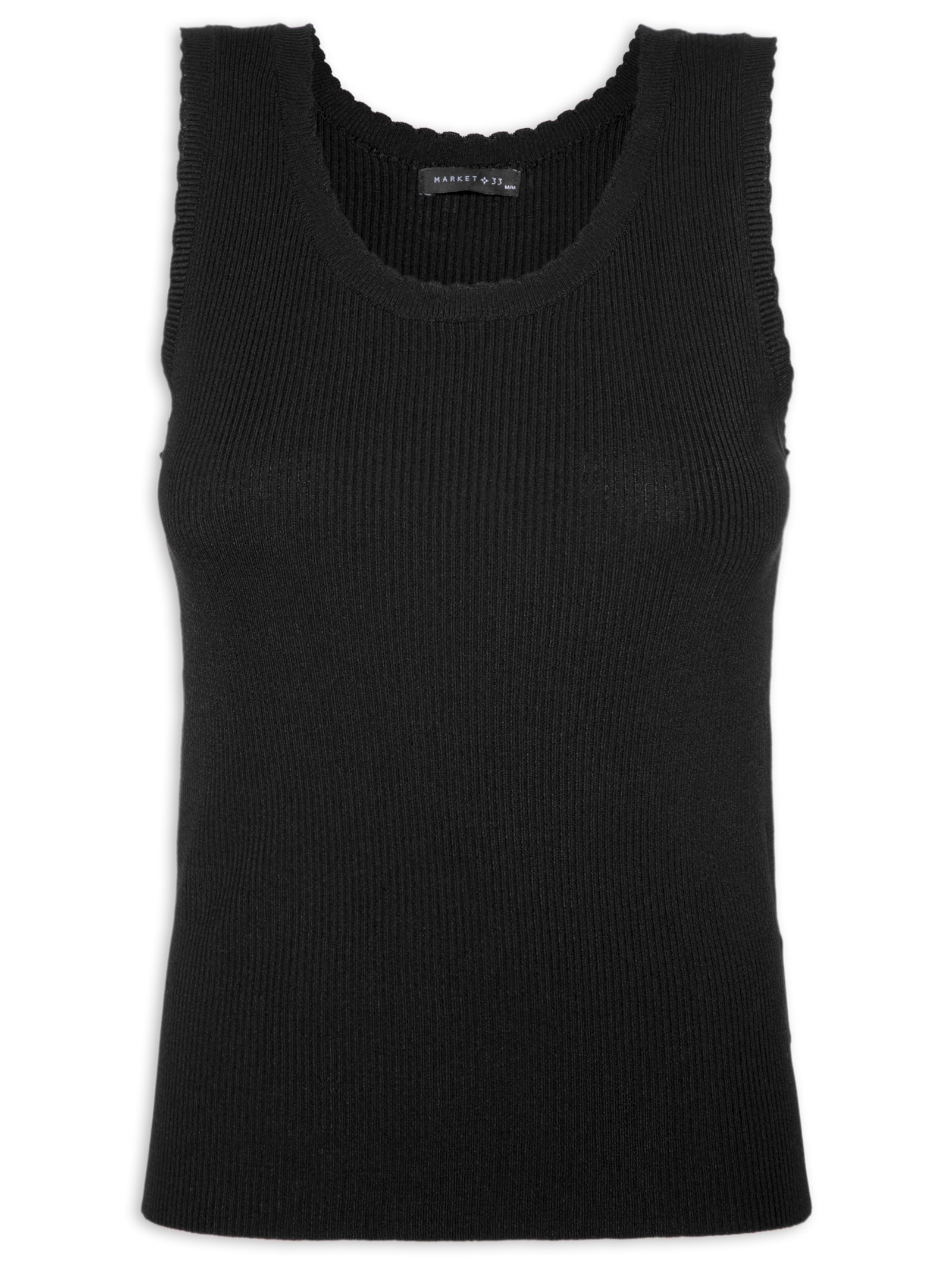 Regata Feminina Em Tricot Preto Market 33