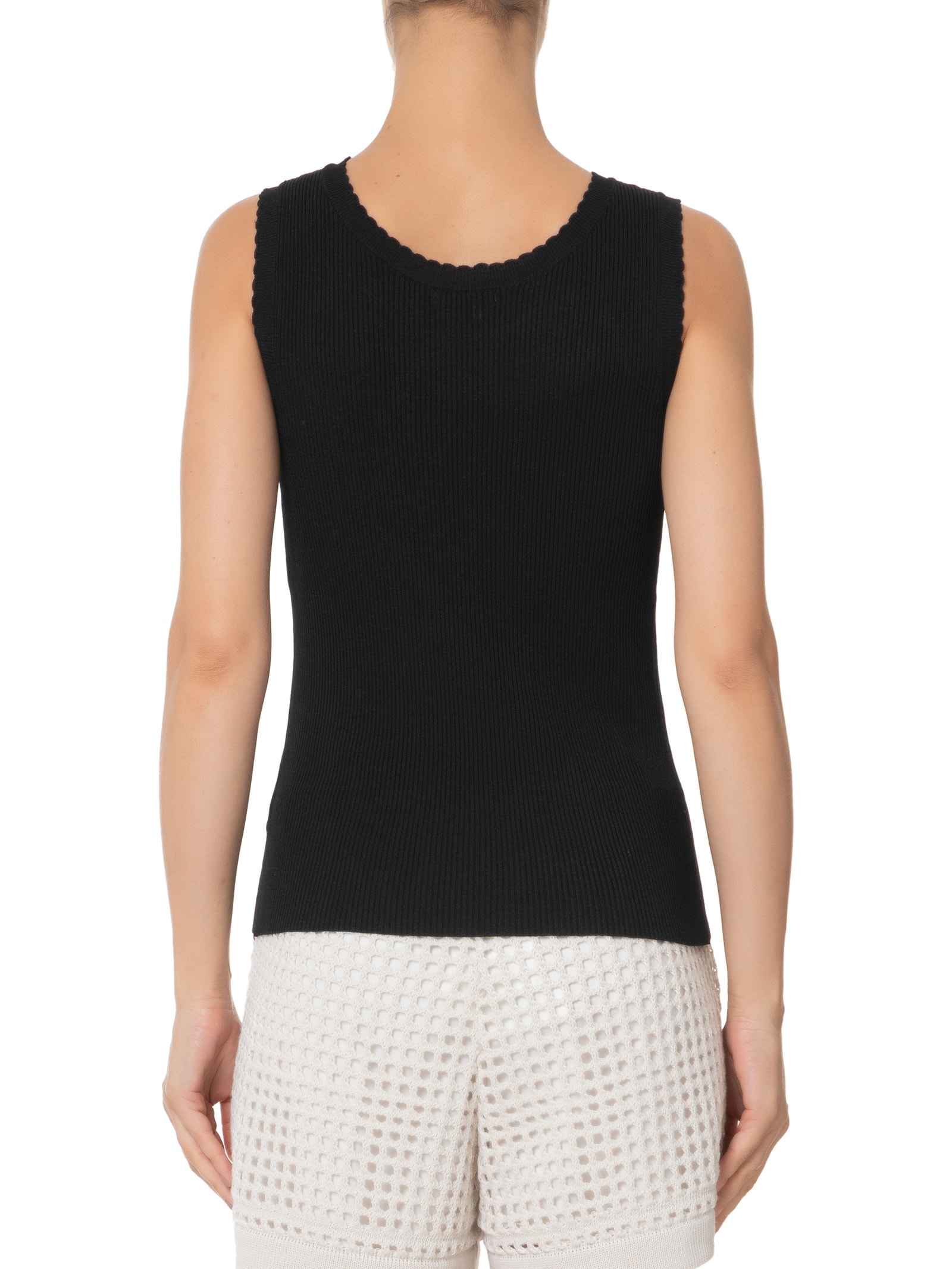 Regata Feminina Em Tricot Preto Market 33
