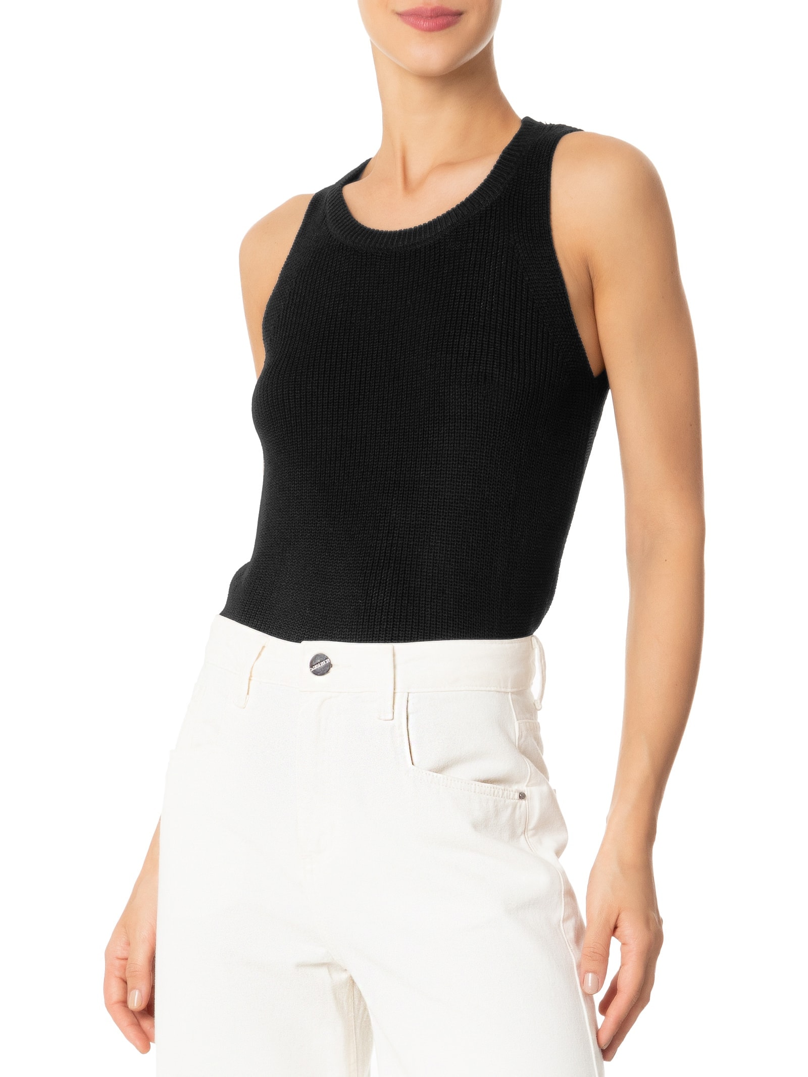 Regata Feminina Em Tricot Preto '2Essential