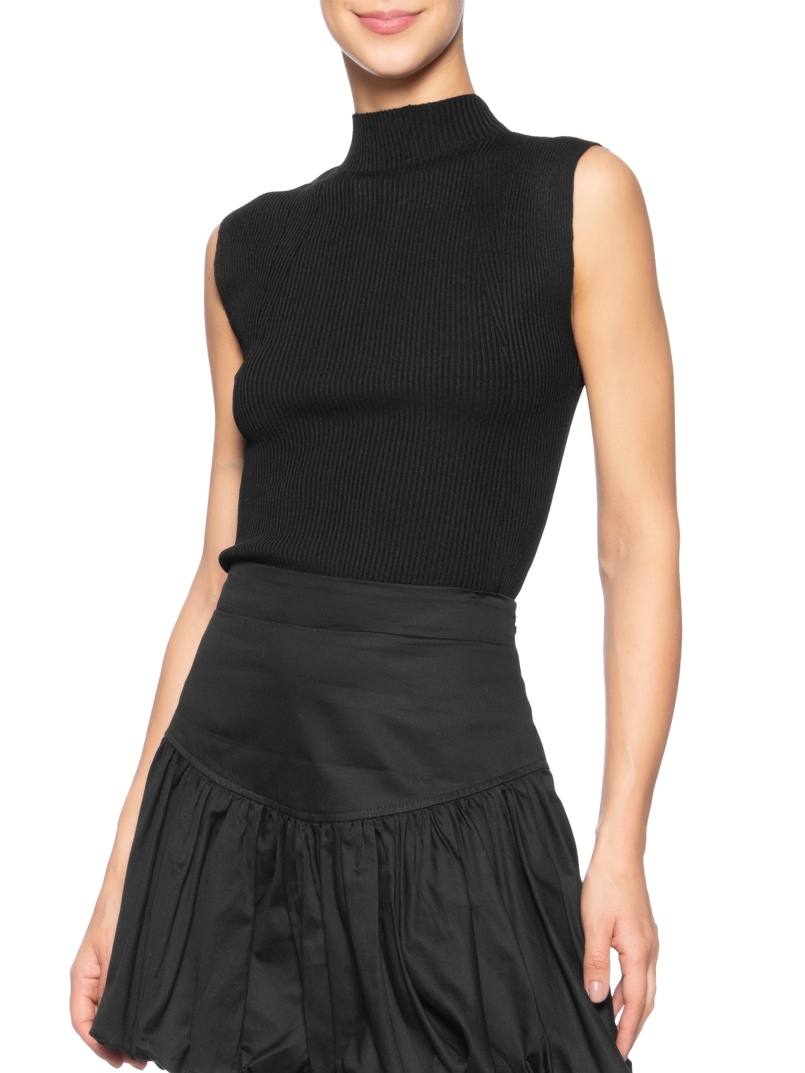 Regata Feminina Em Tricot Preto Market 33