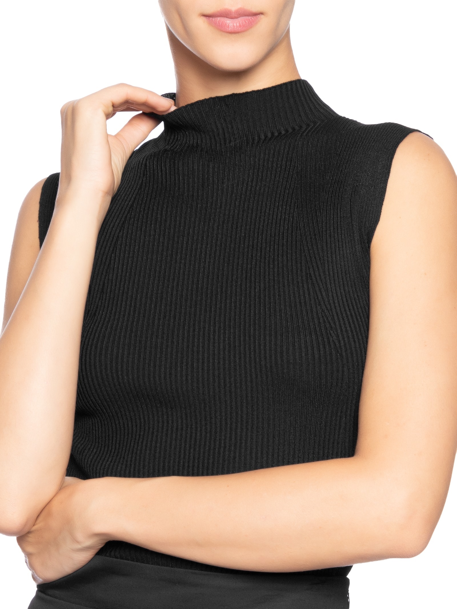 Regata Feminina Em Tricot Preto Market 33