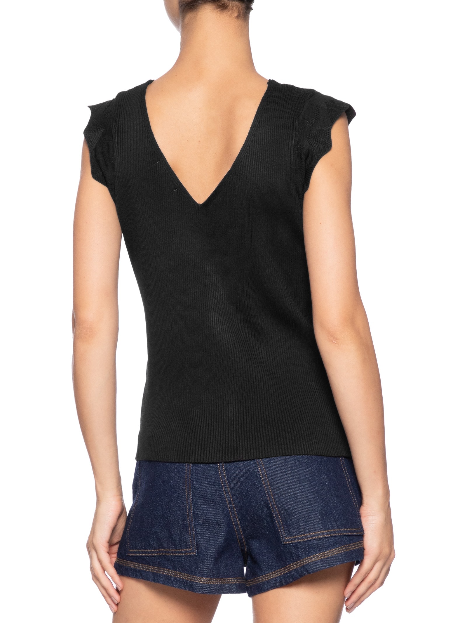 Regata Feminina Em Tricot Preto Market 33