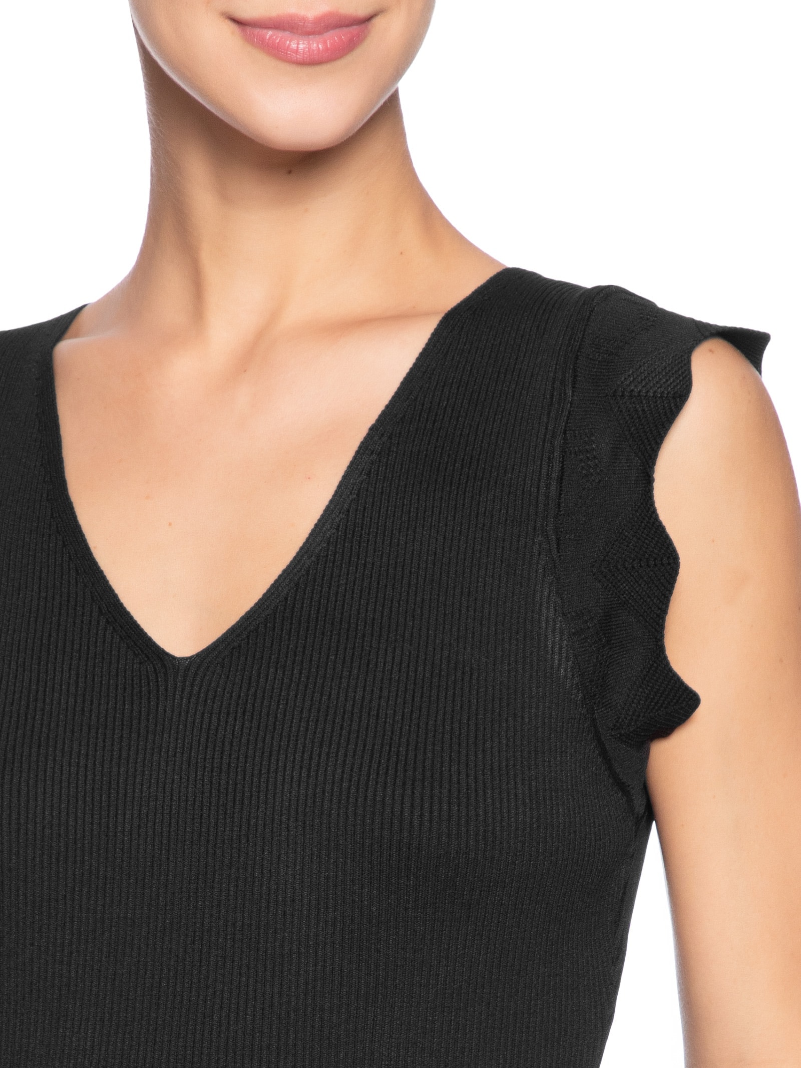 Regata Feminina Em Tricot Preto Market 33