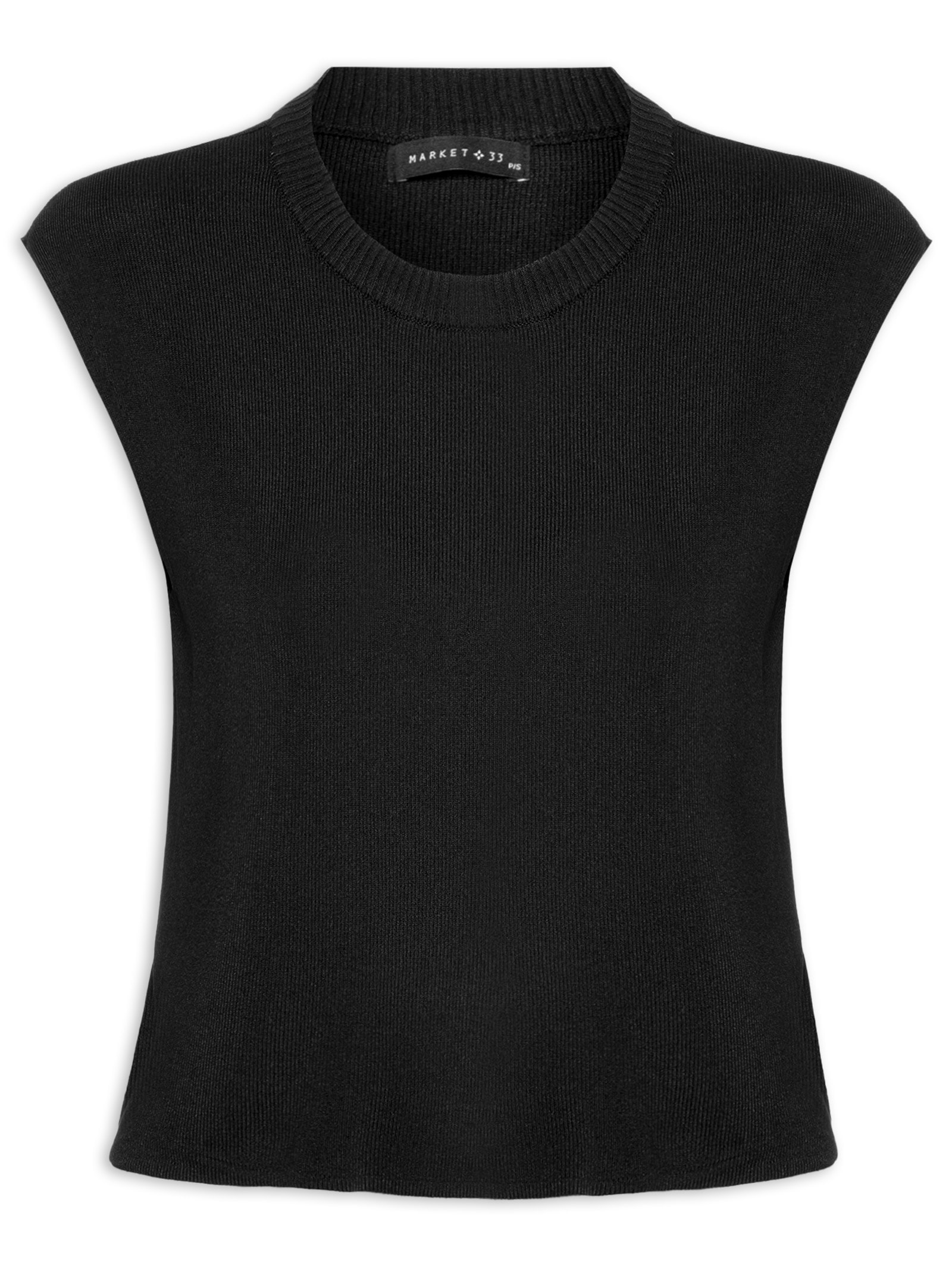 Regata Feminina Em Tricot Preto Market 33