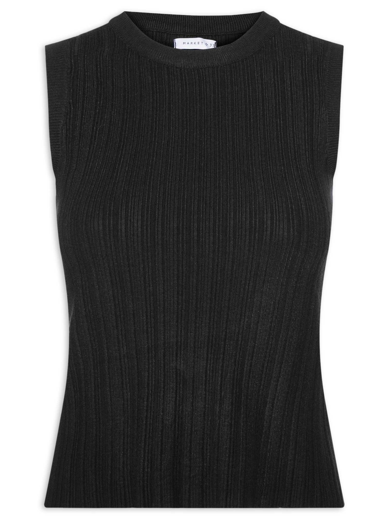 Regata Feminina Em Tricot Preto Market 33