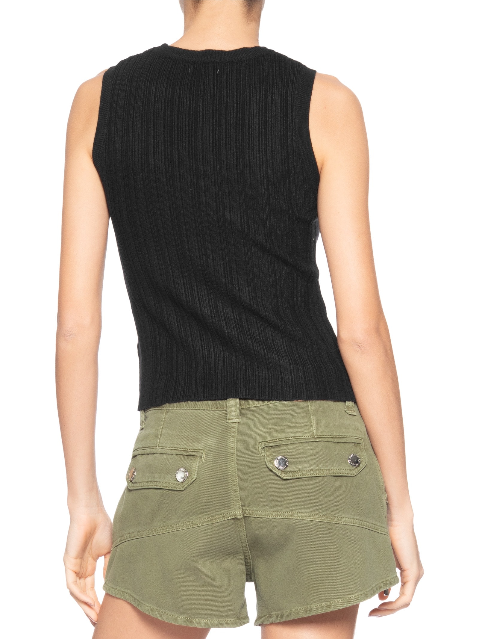 Regata Feminina Em Tricot Preto Market 33