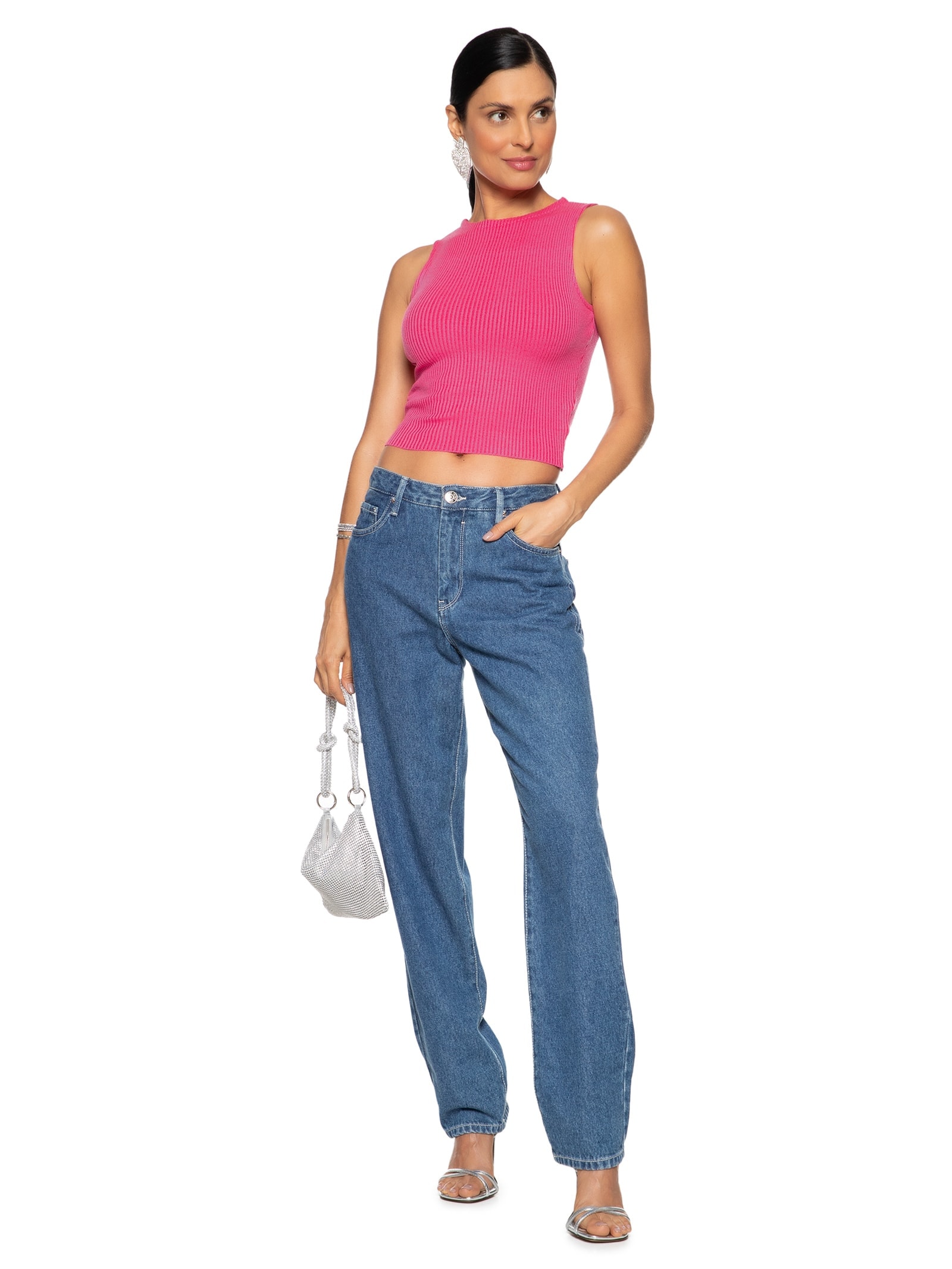 Regata Feminina Em Tricot Rosa Market 33