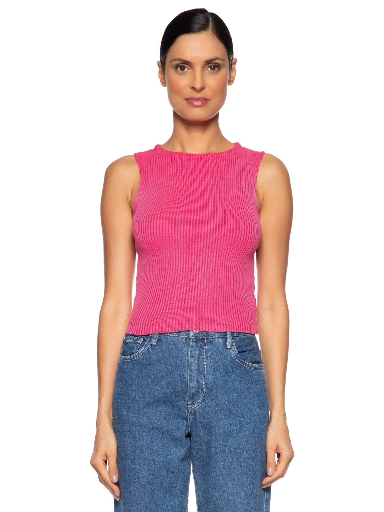 Regata Feminina Em Tricot Rosa Market 33