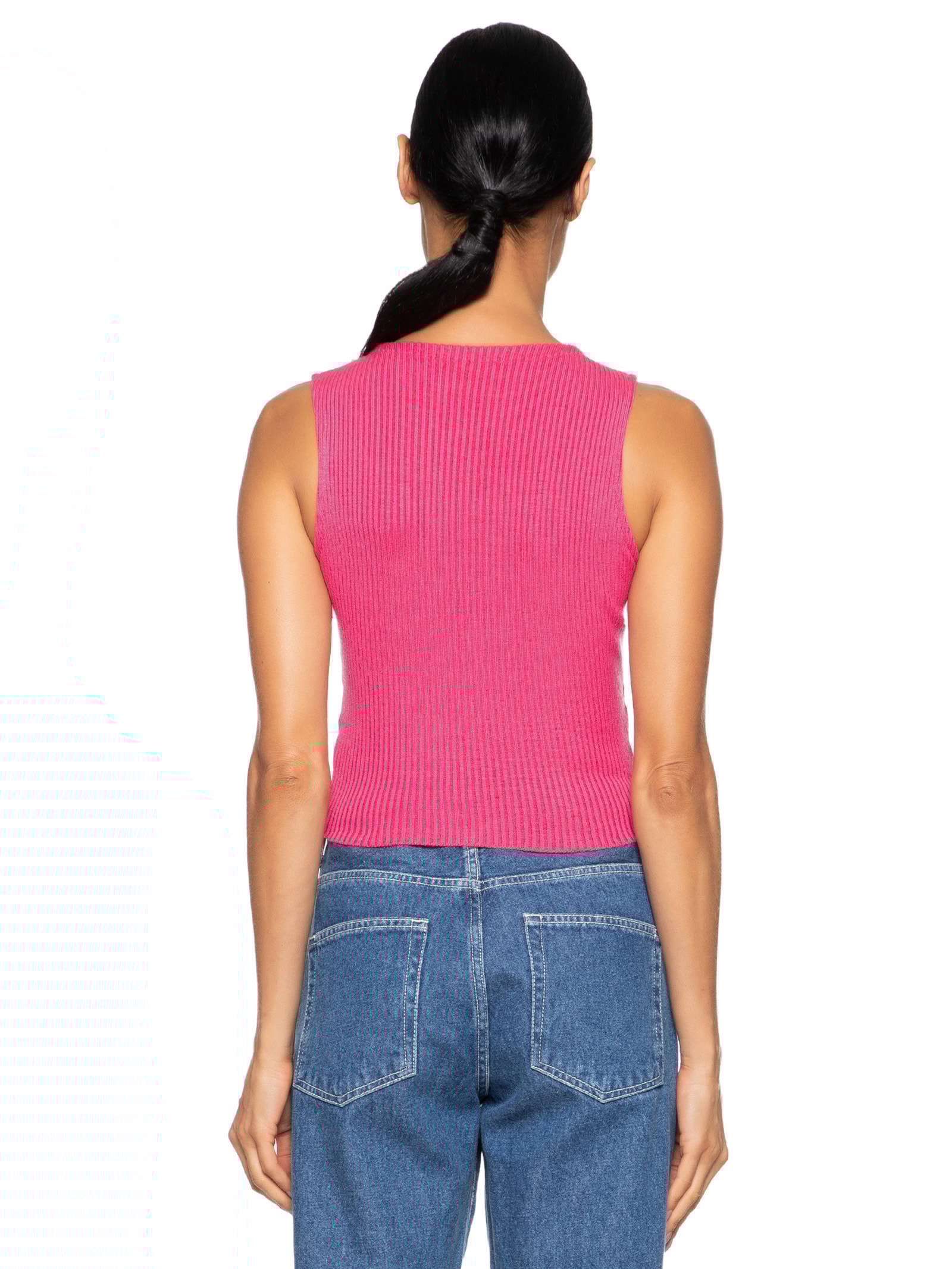 Regata Feminina Em Tricot Rosa Market 33