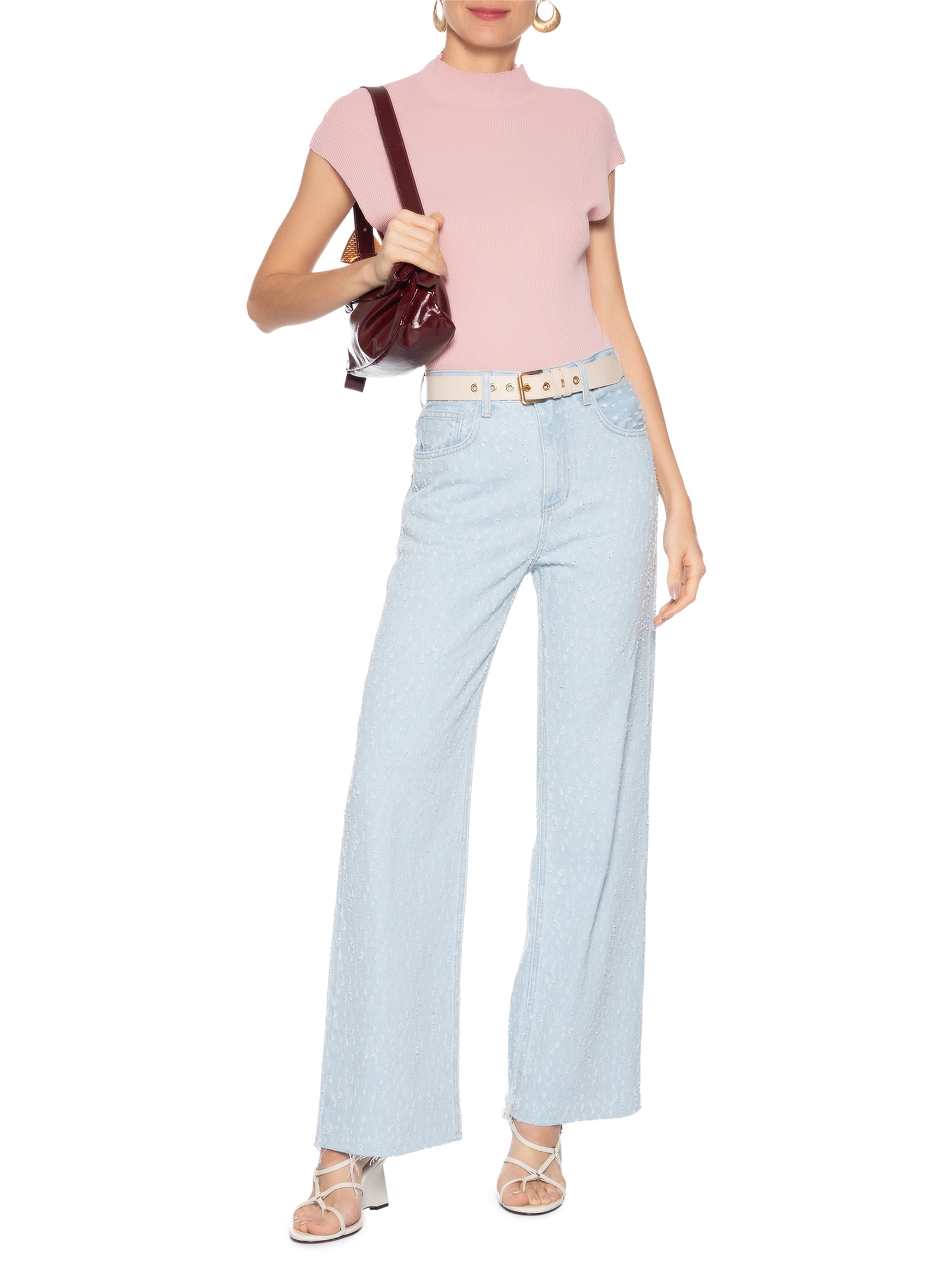 Regata Feminina Em Tricot Rosa Market 33