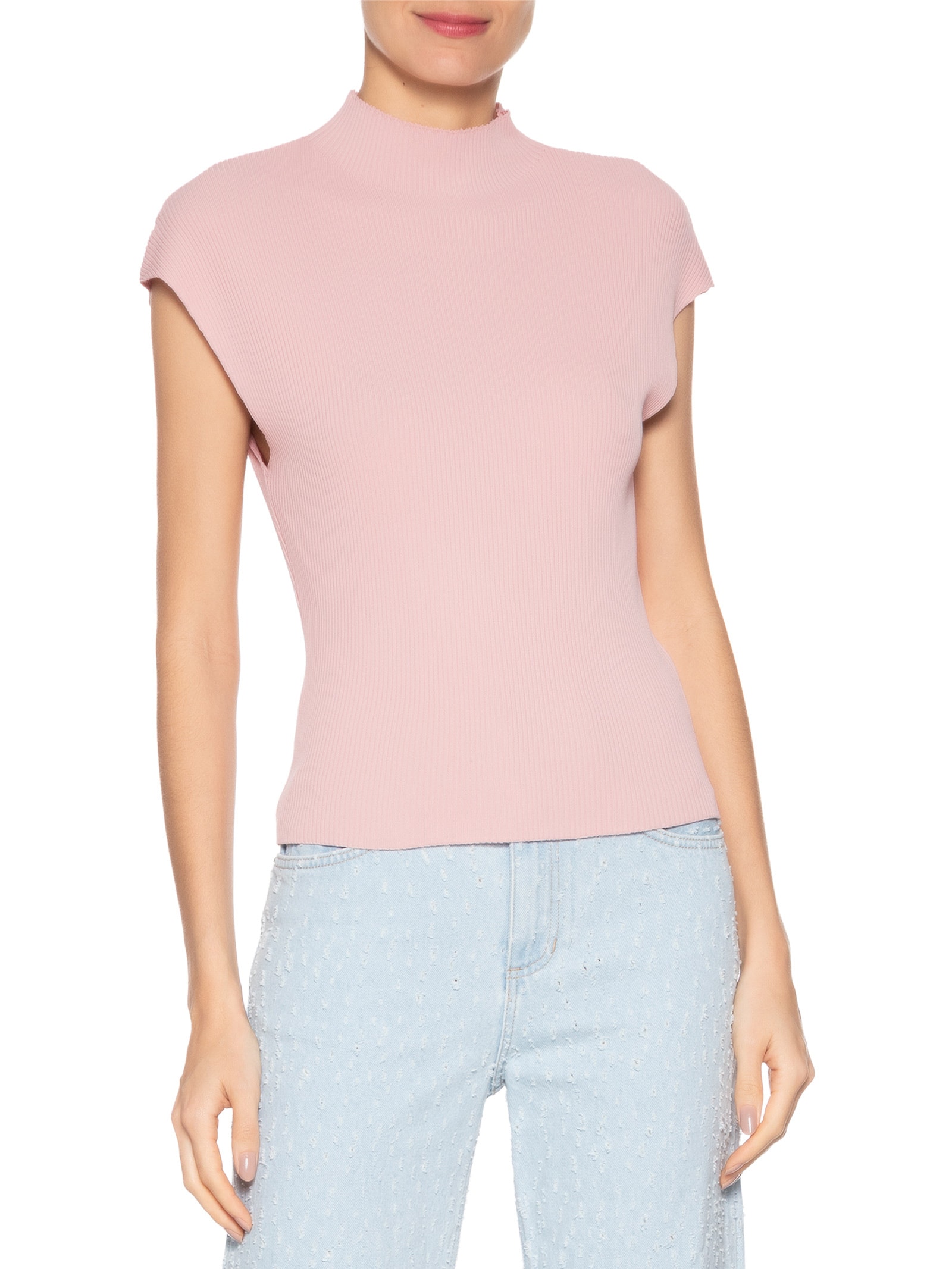 Regata Feminina Em Tricot Rosa Market 33
