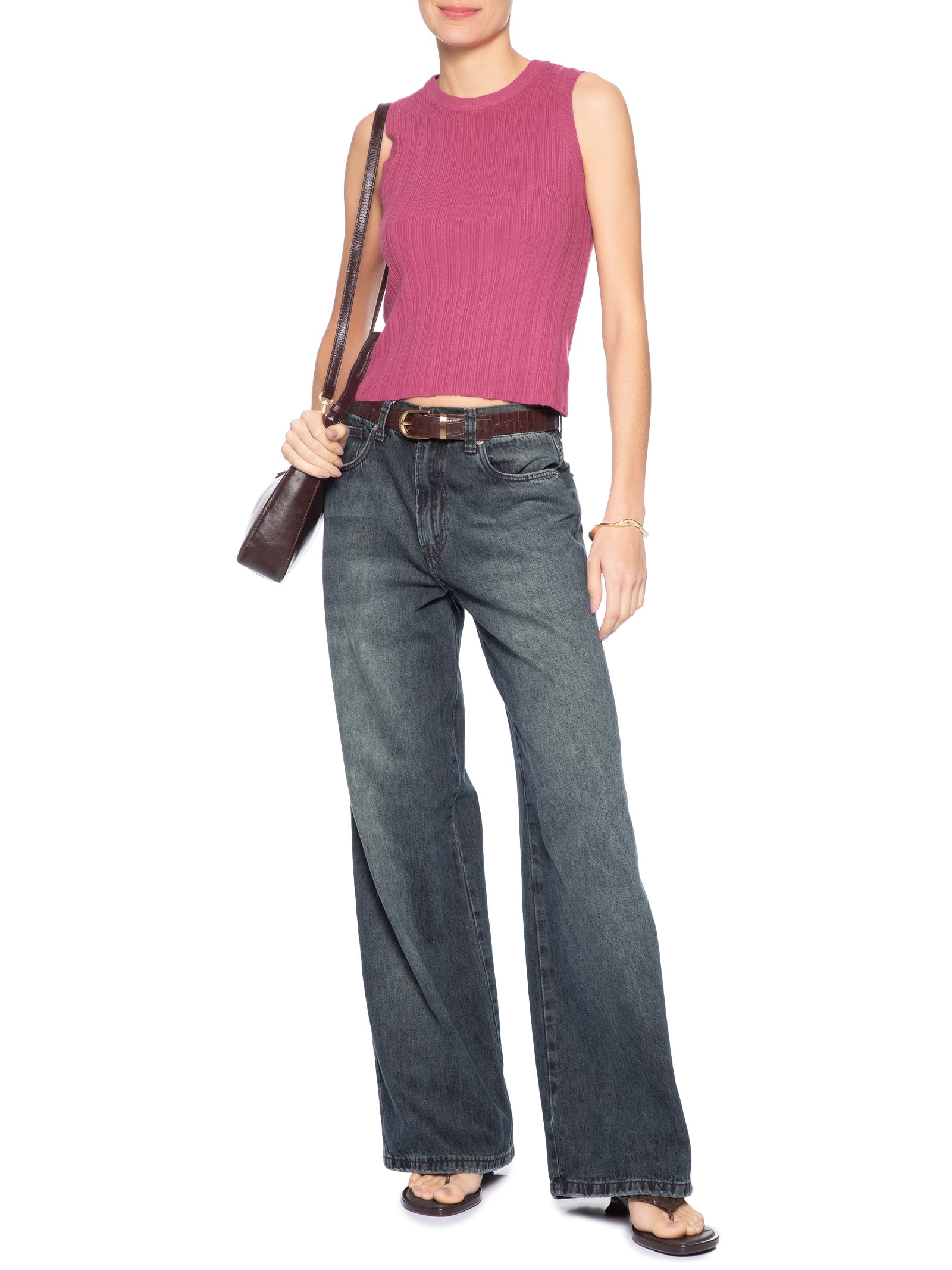 Regata Feminina Em Tricot Rosa Market 33