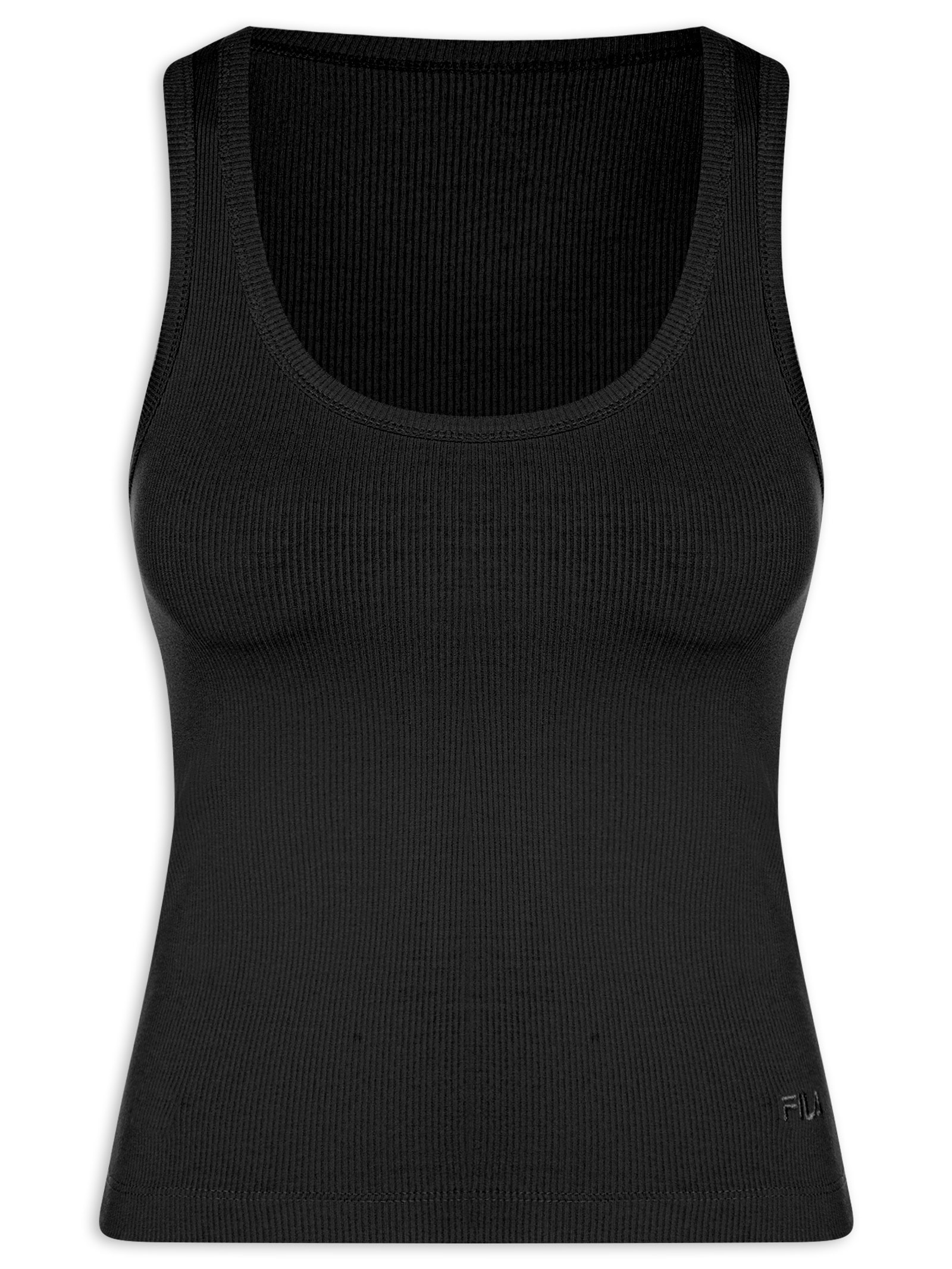 Regata Feminina Essentials Rib Preto Fila