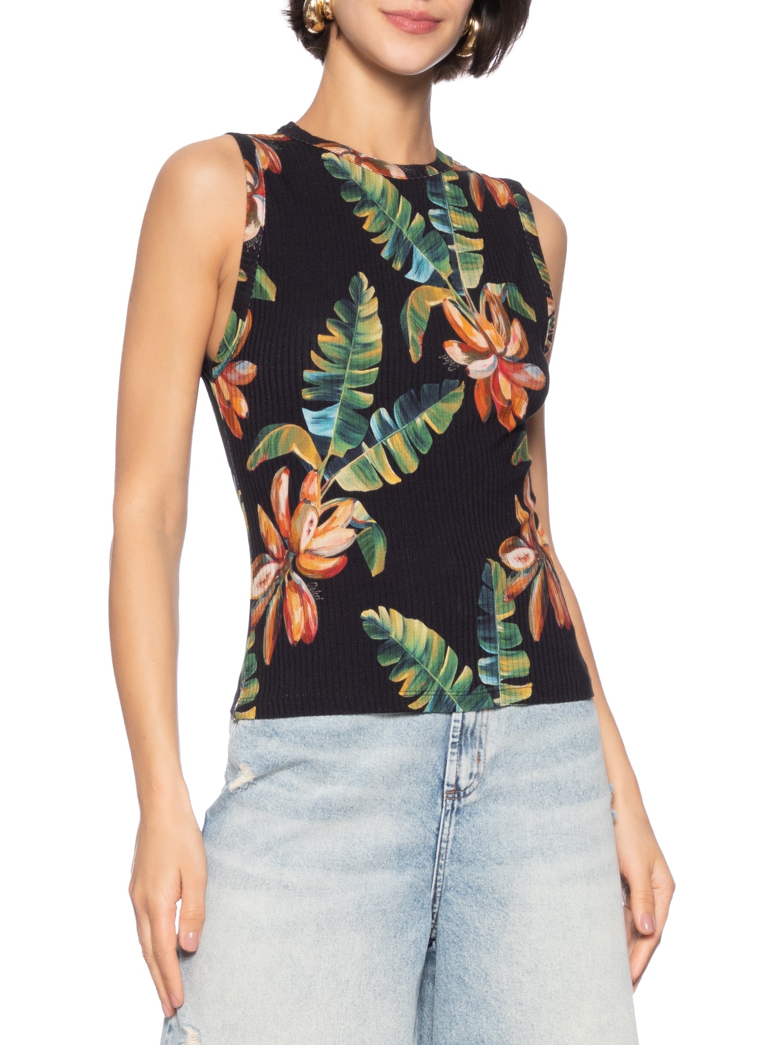 Regata Feminina Estampada Preto Colcci