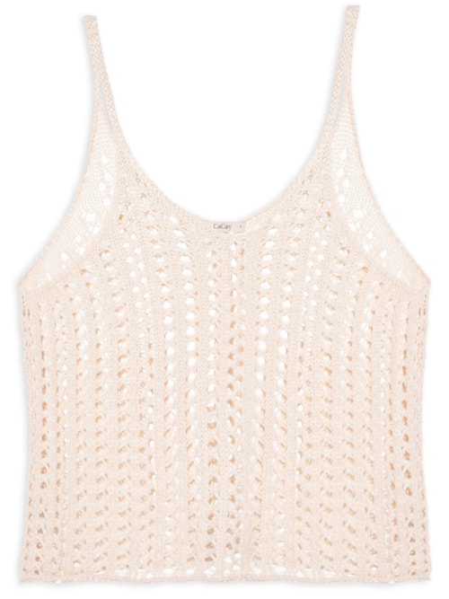 Regata Feminina Estilo Crochet Lisa Tricot – Bege