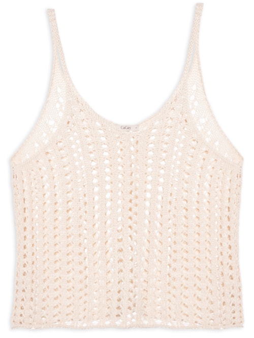 Regata Feminina Estilo Crochet Lisa Tricot - Bege