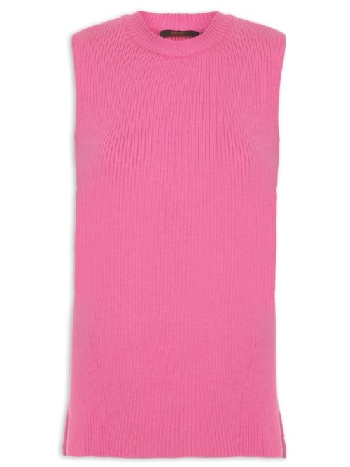 Regata Feminina Fenda Tricot Canelado – Rosa
