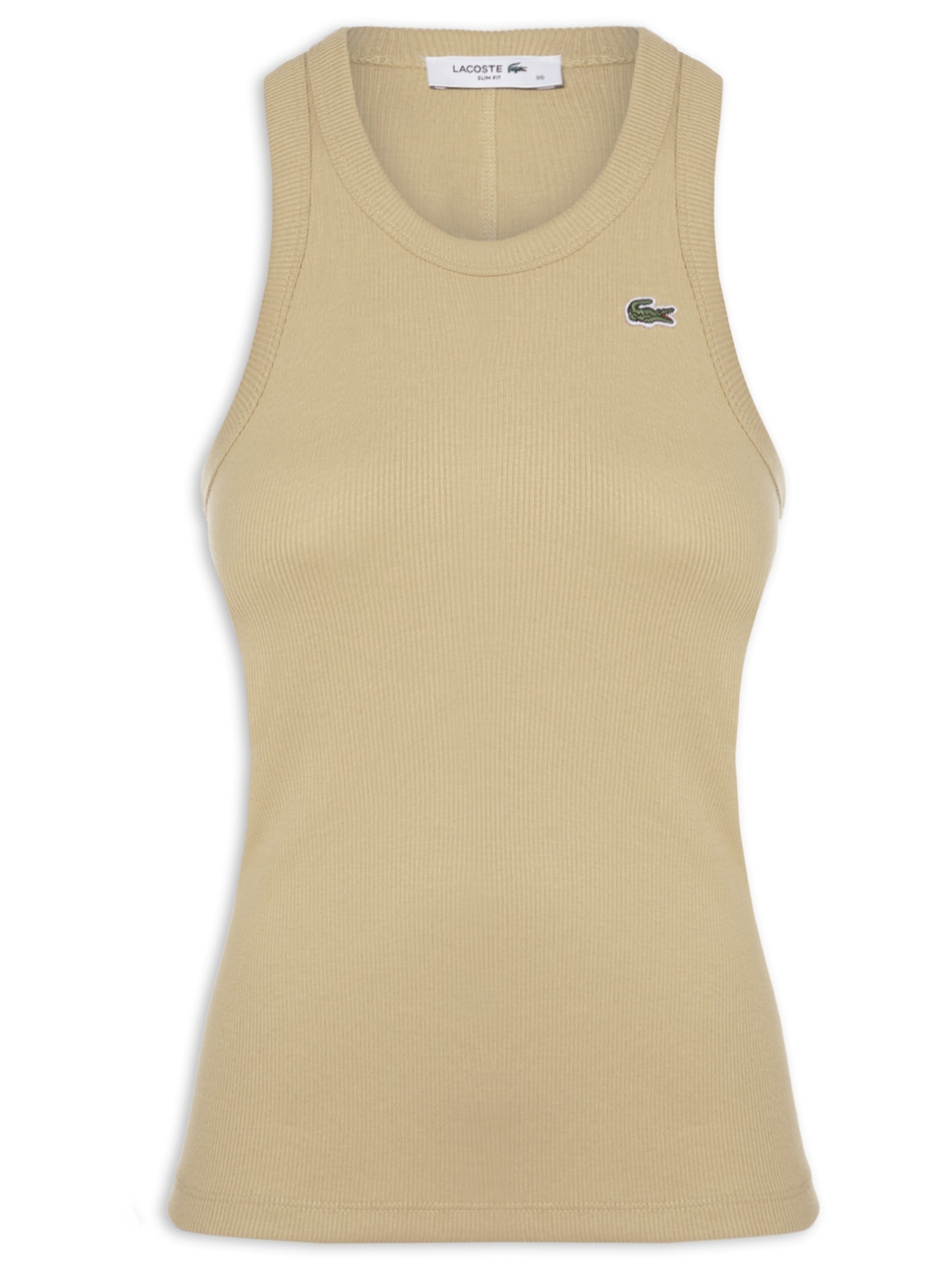 Regata Feminina Fit Ajustado Algodão Bege Lacoste