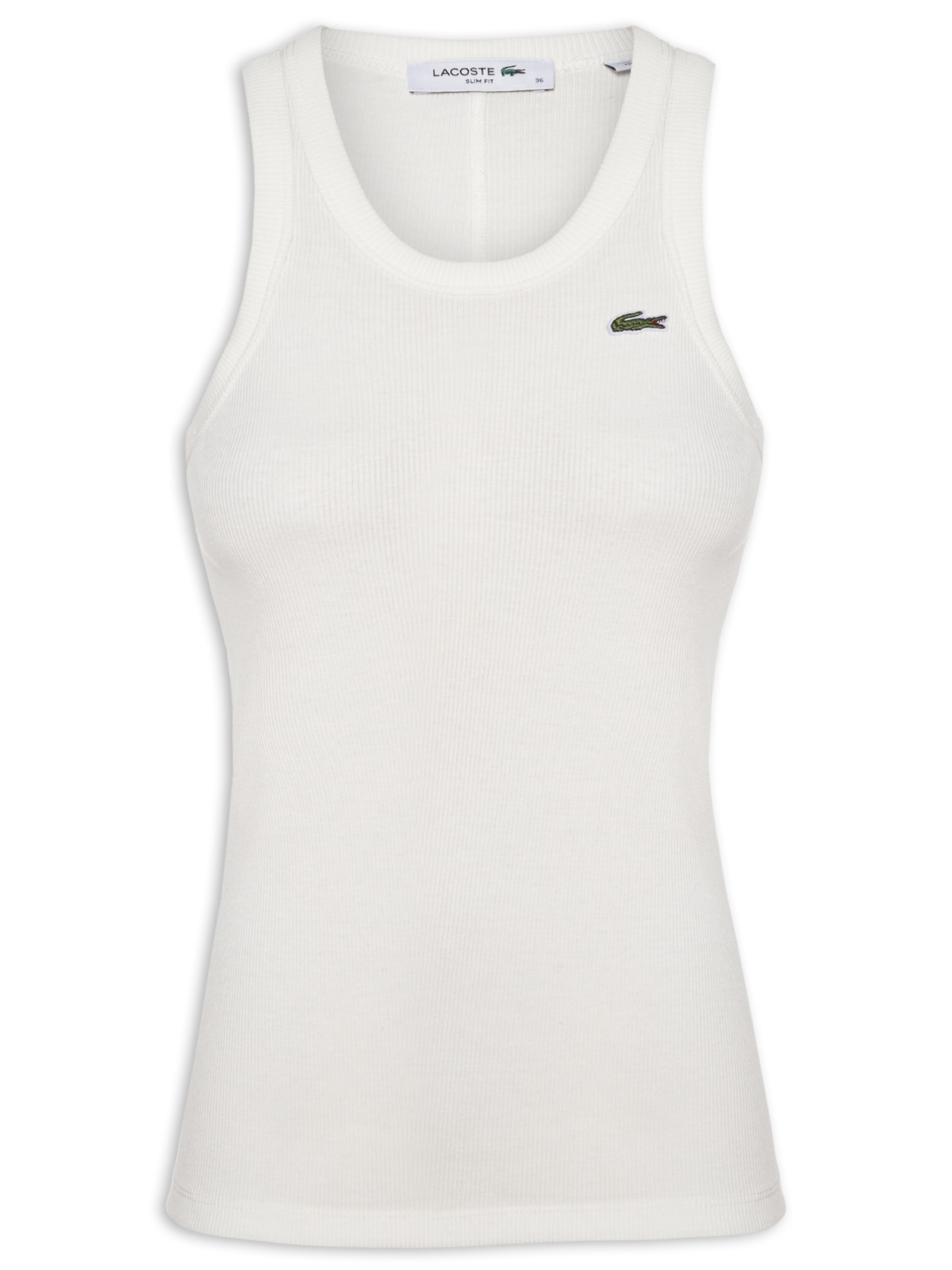 Regata Feminina Fit Ajustado Algodão Branco Lacoste