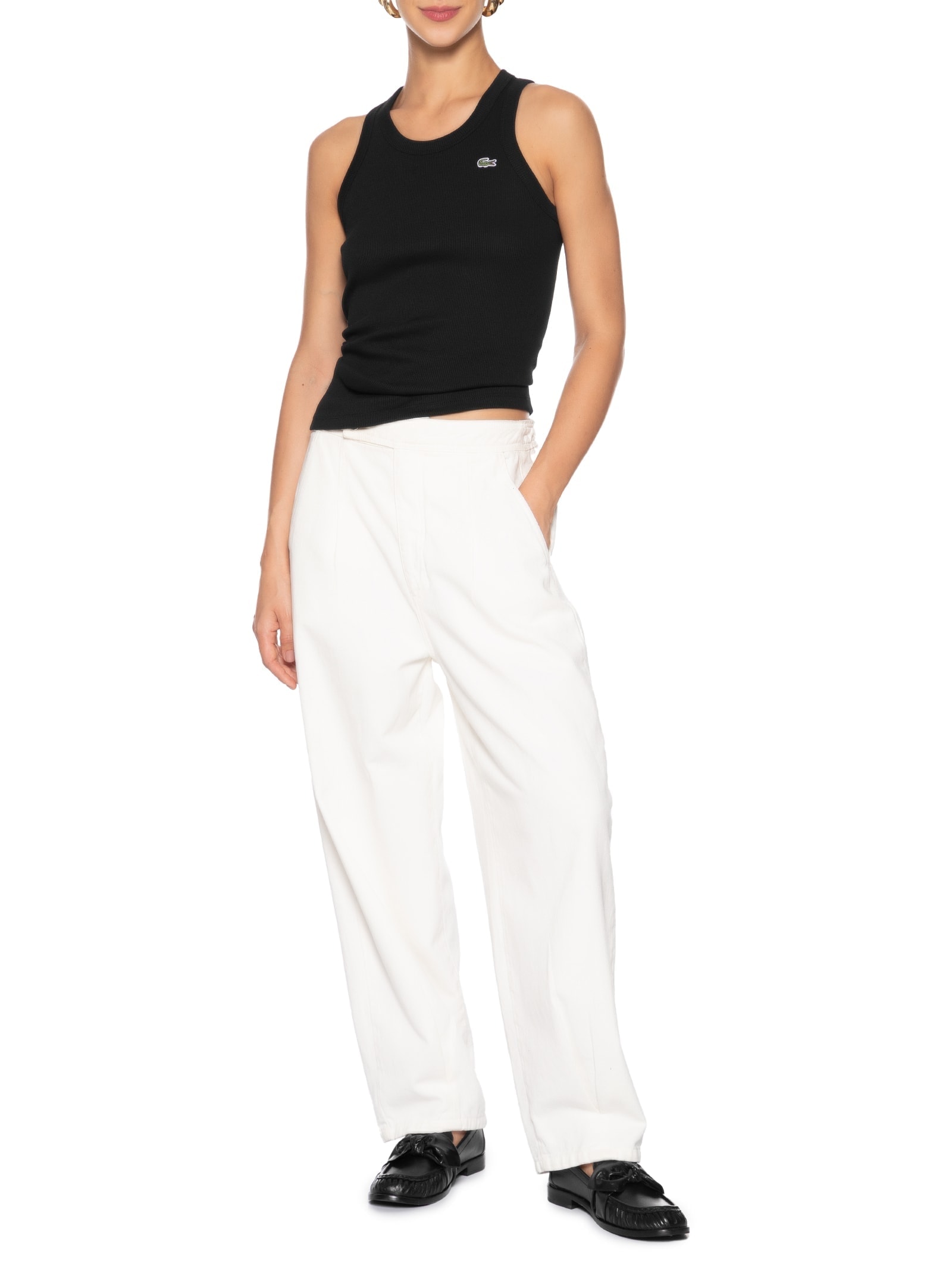 Regata Feminina Fit Ajustado Algodão Preto Lacoste