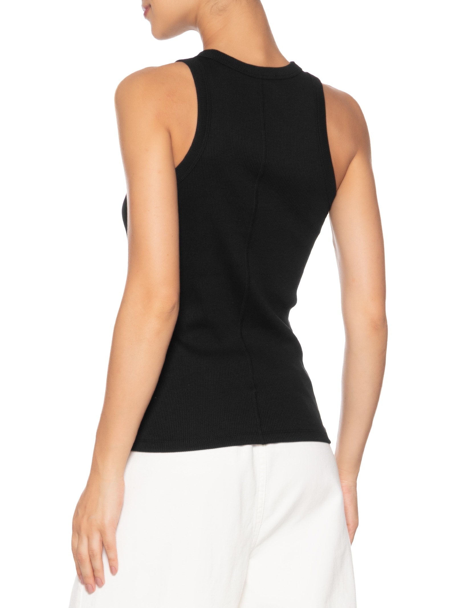 Regata Feminina Fit Ajustado Algodão Preto Lacoste