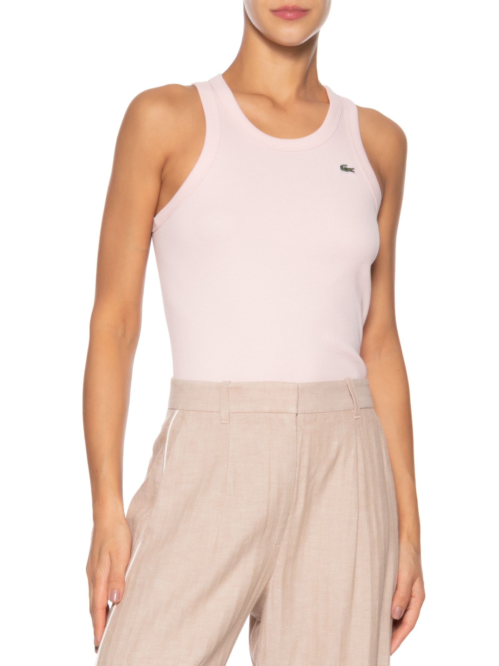 Regata Feminina Fit Ajustado Algodão Rosa Lacoste