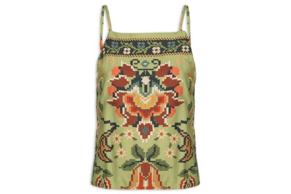 Regata Feminina Flor De Jardim - Verde