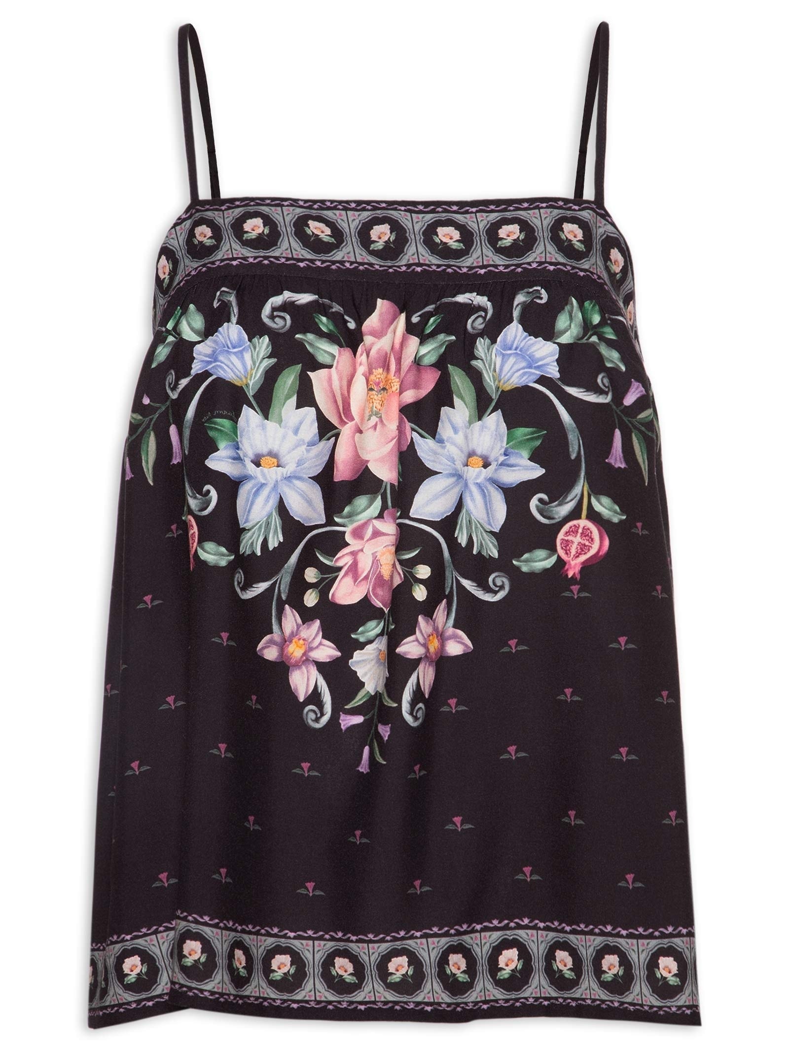 Regata Feminina Flor de Outono – Preto Farm