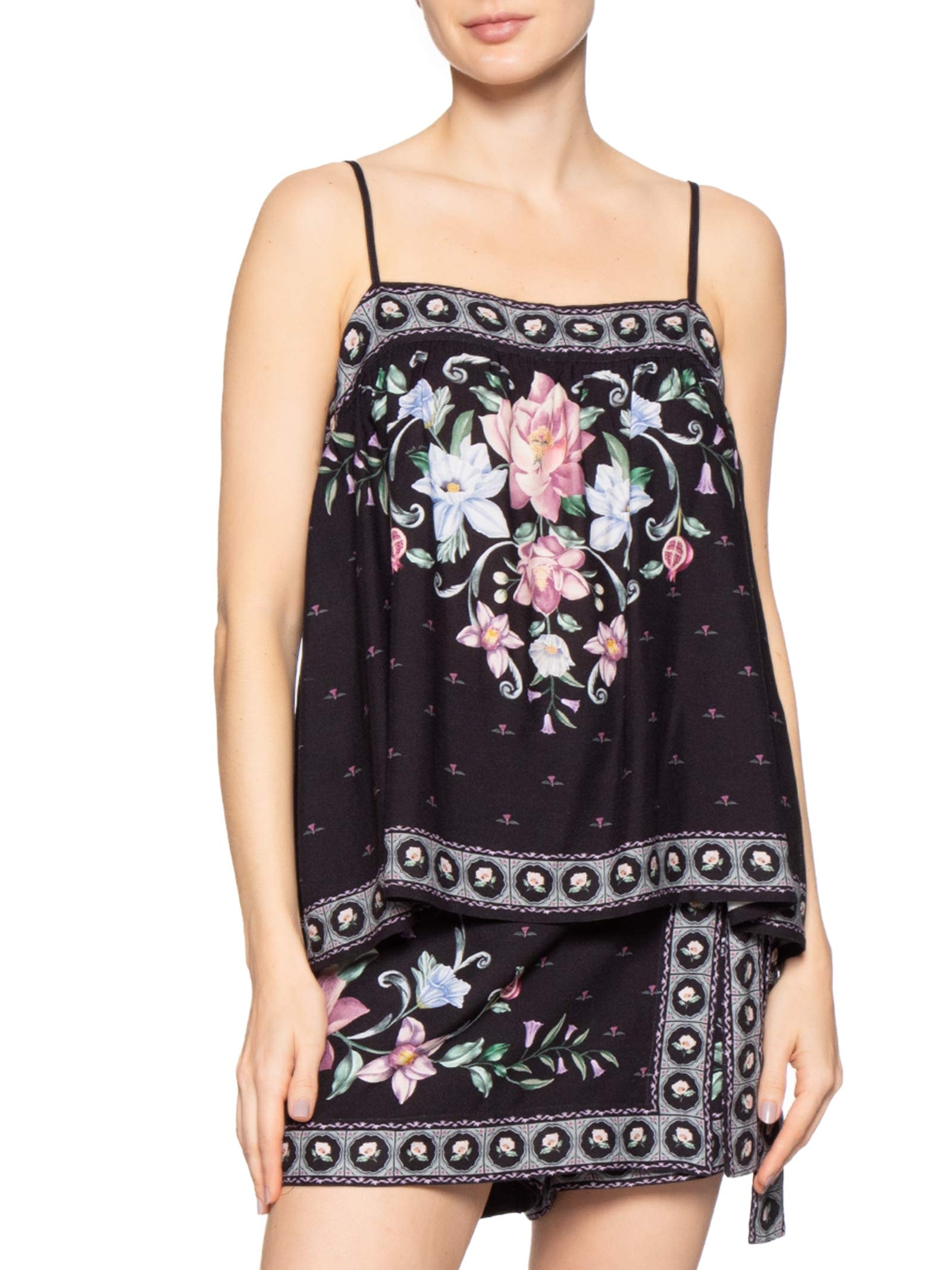 Regata Feminina Flor de Outono – Preto Farm