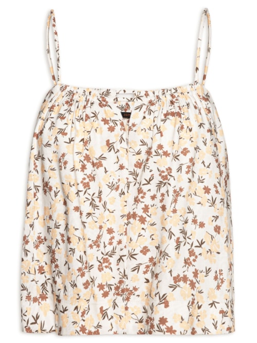 Regata Feminina Floral Jardim – Bege