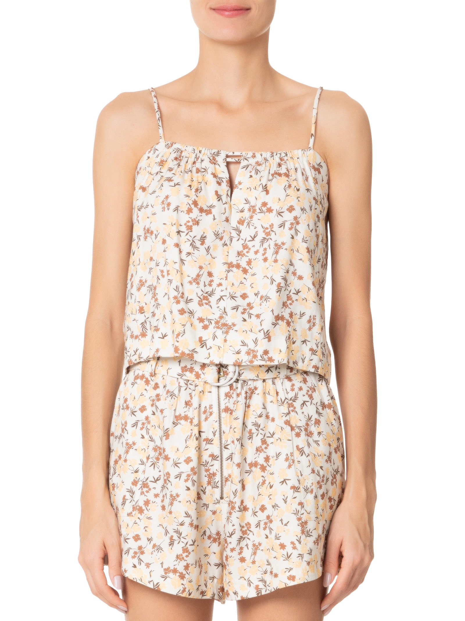 Regata Feminina Floral Jardim Bege Animale