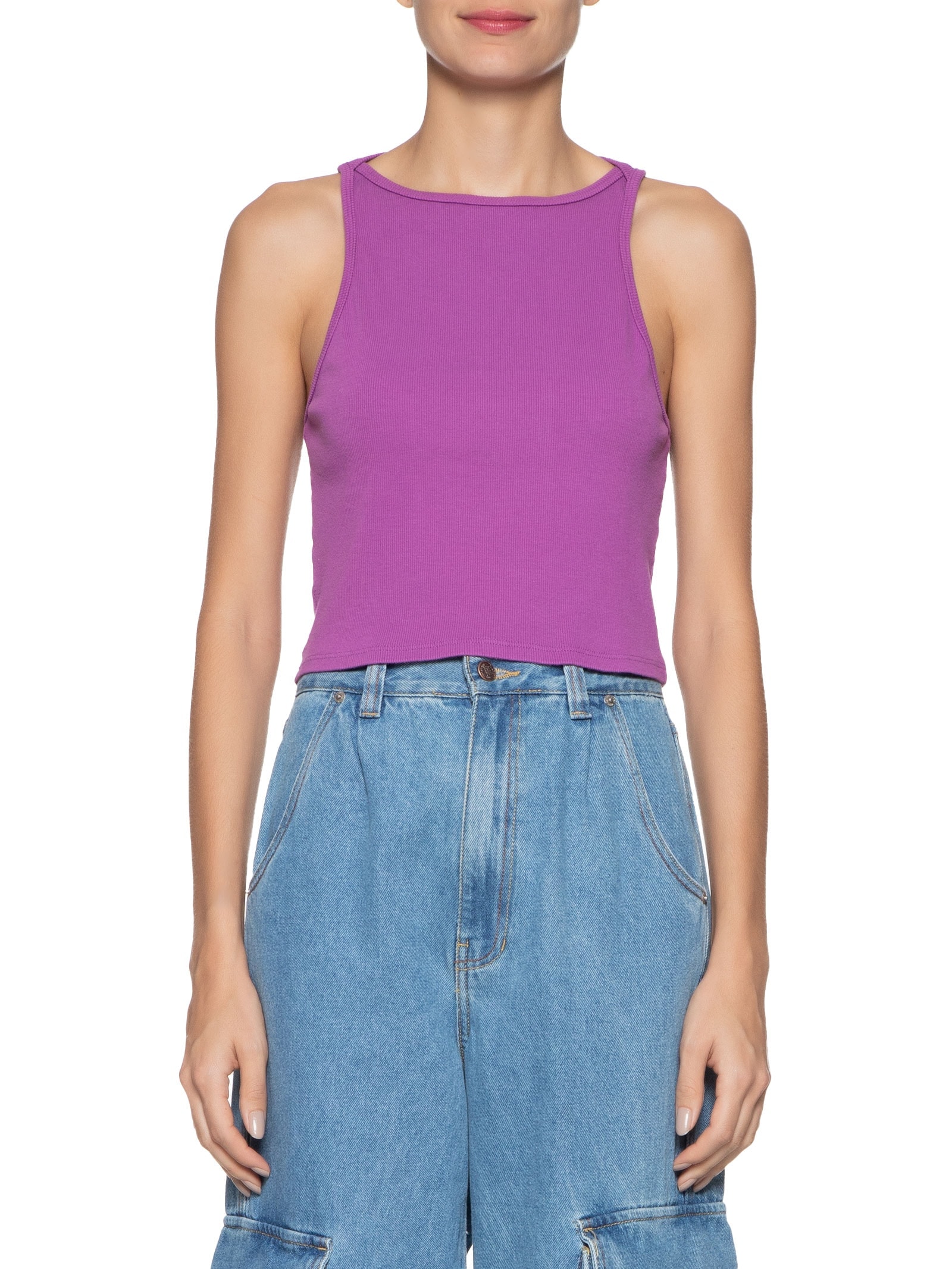 Regata Feminina Franzida Ribana Roxo Farm