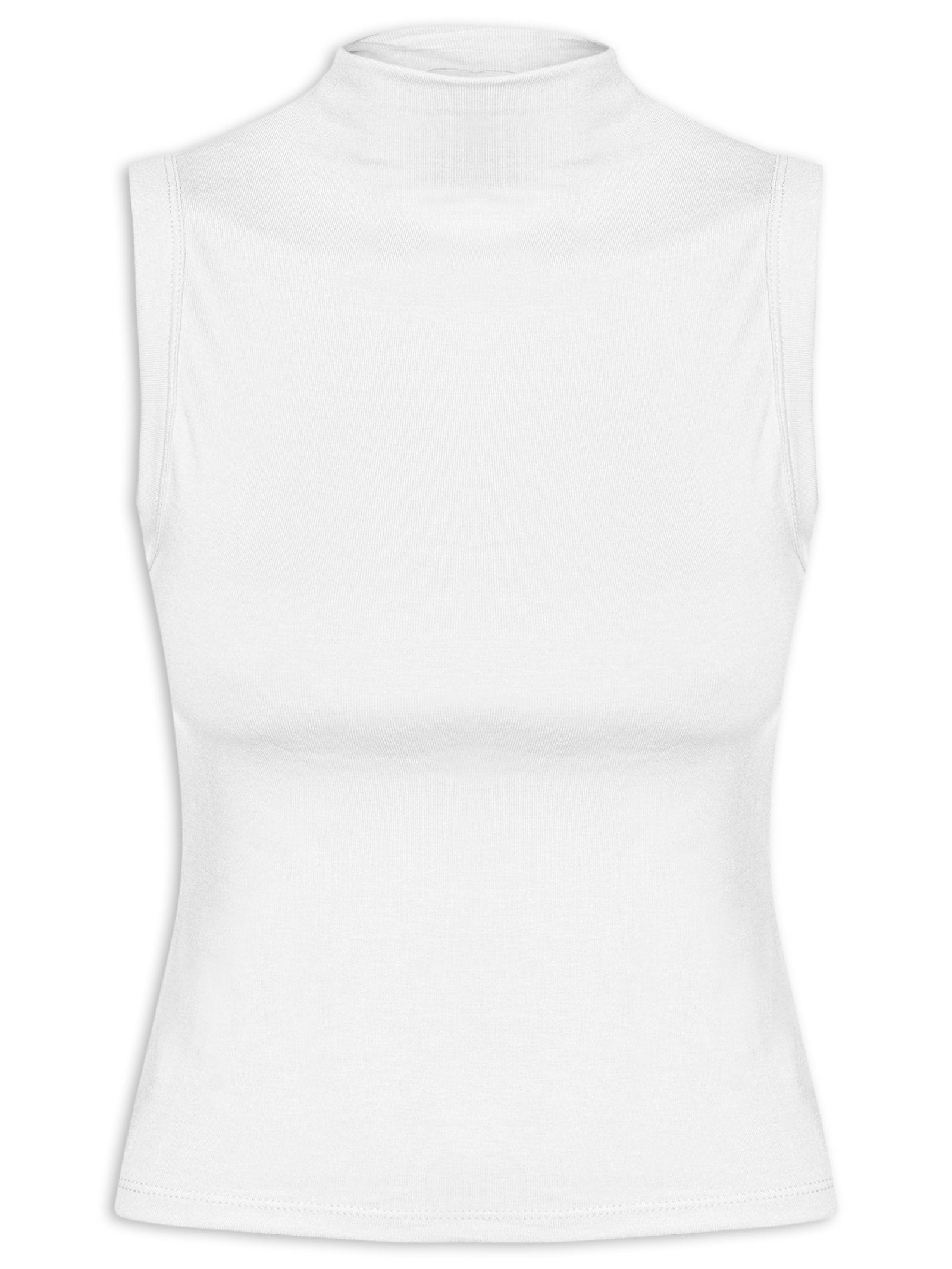 Regata Feminina Gola Alta Básica Branco Basiq