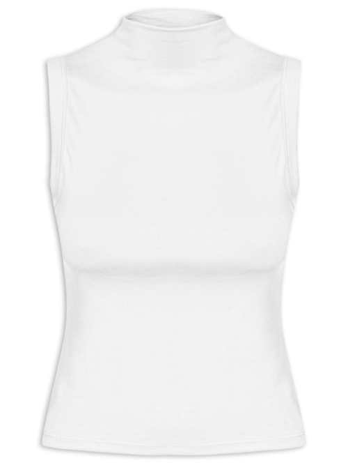 Regata Feminina Gola Alta Básica – Branco