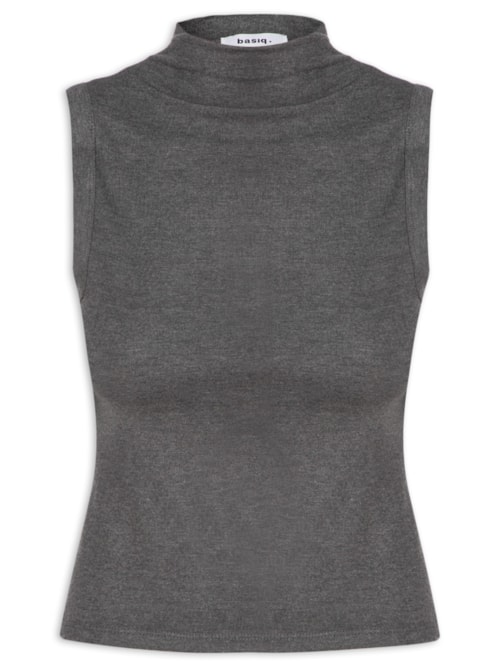 Regata Feminina Gola Alta Básica – Cinza