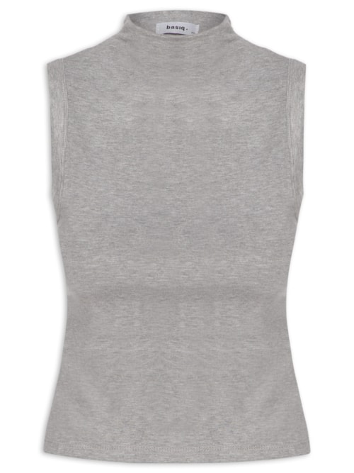 Regata Feminina Gola Alta Básica – Cinza
