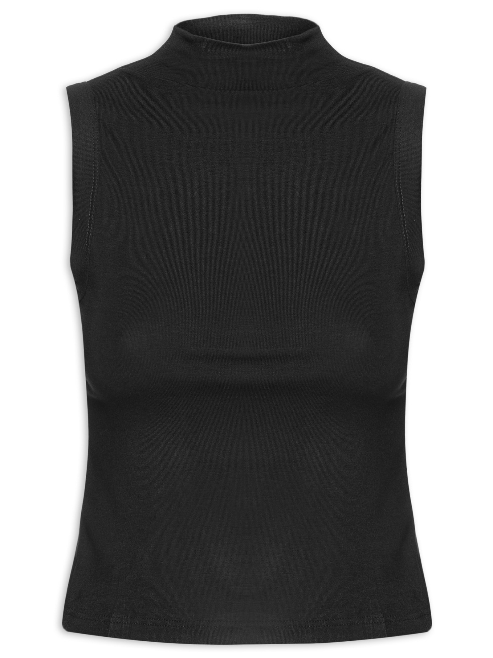 Regata Feminina Gola Alta Básica Preto Basiq