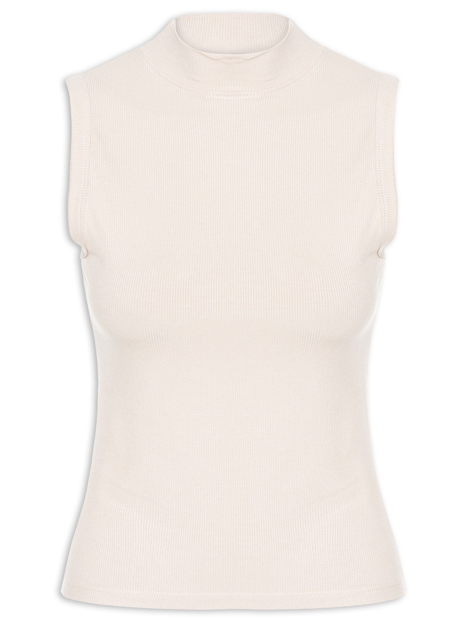 Regata Feminina Gola Alta Bege  Basiq