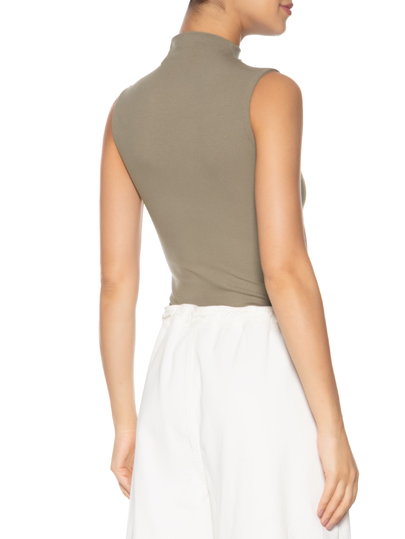 Regata Feminina Gola Alta Bege Basiq