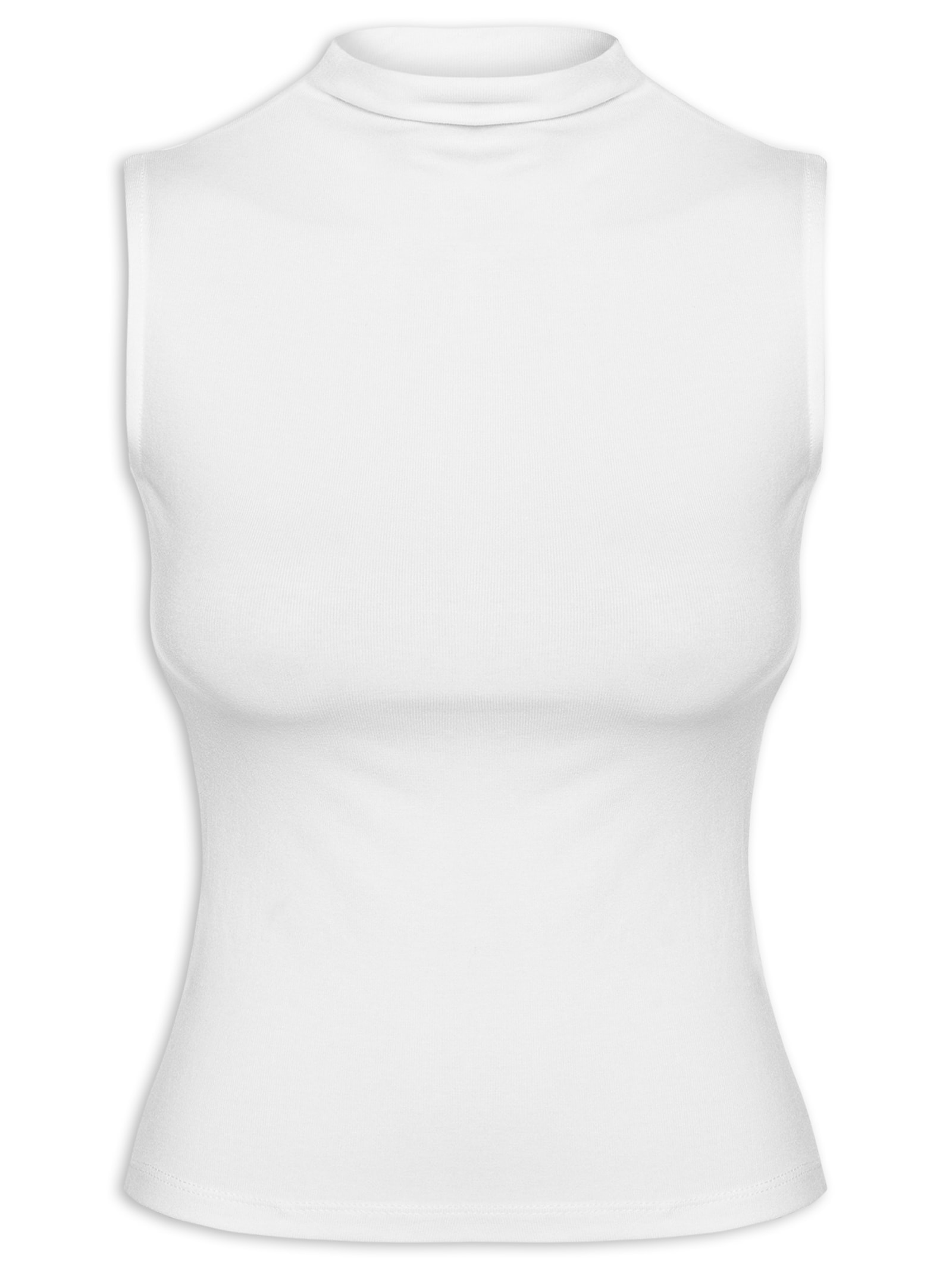 Regata Feminina Gola Alta Branco Basiq