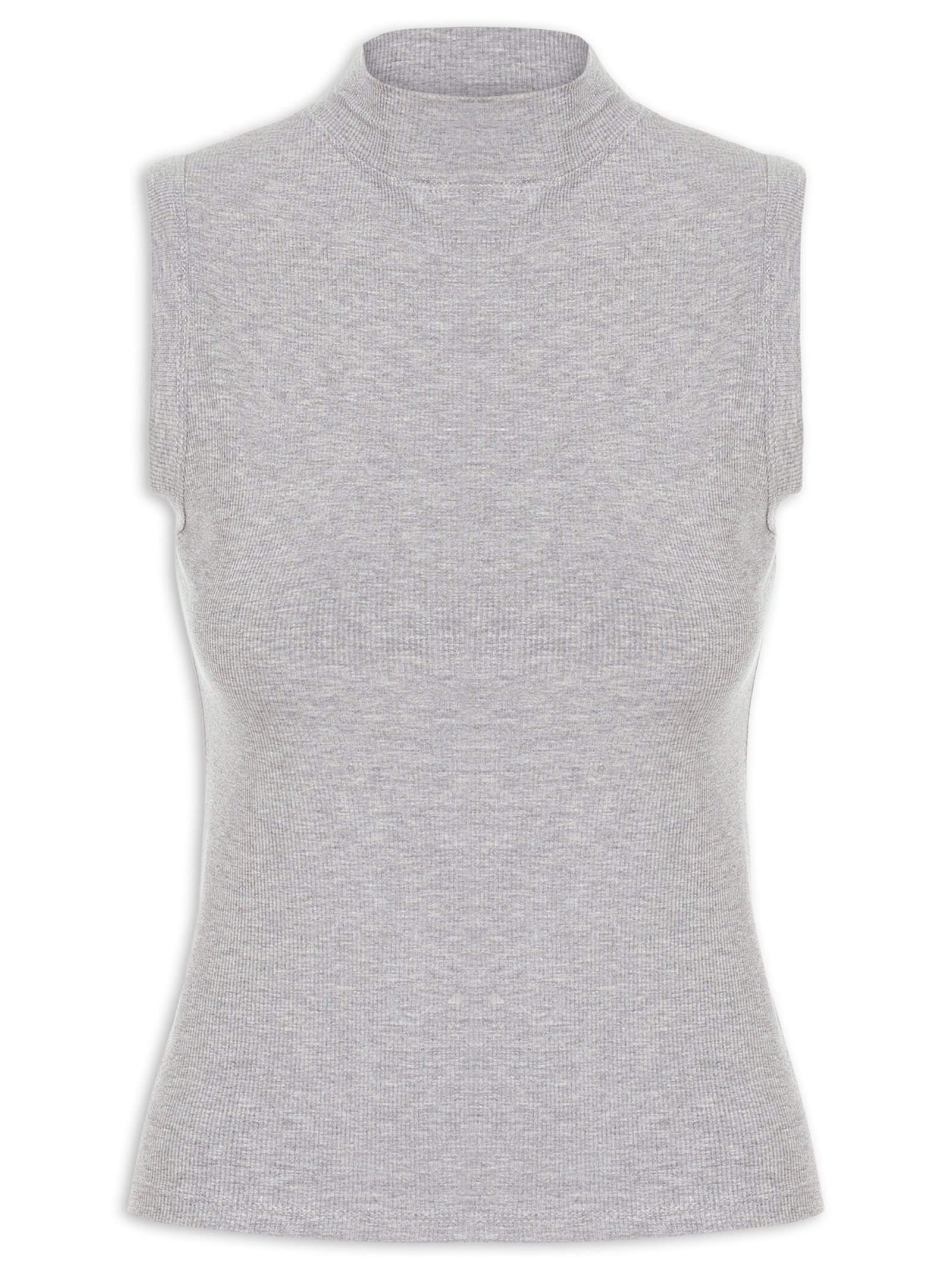 Regata Feminina Gola Alta Cinza Basiq