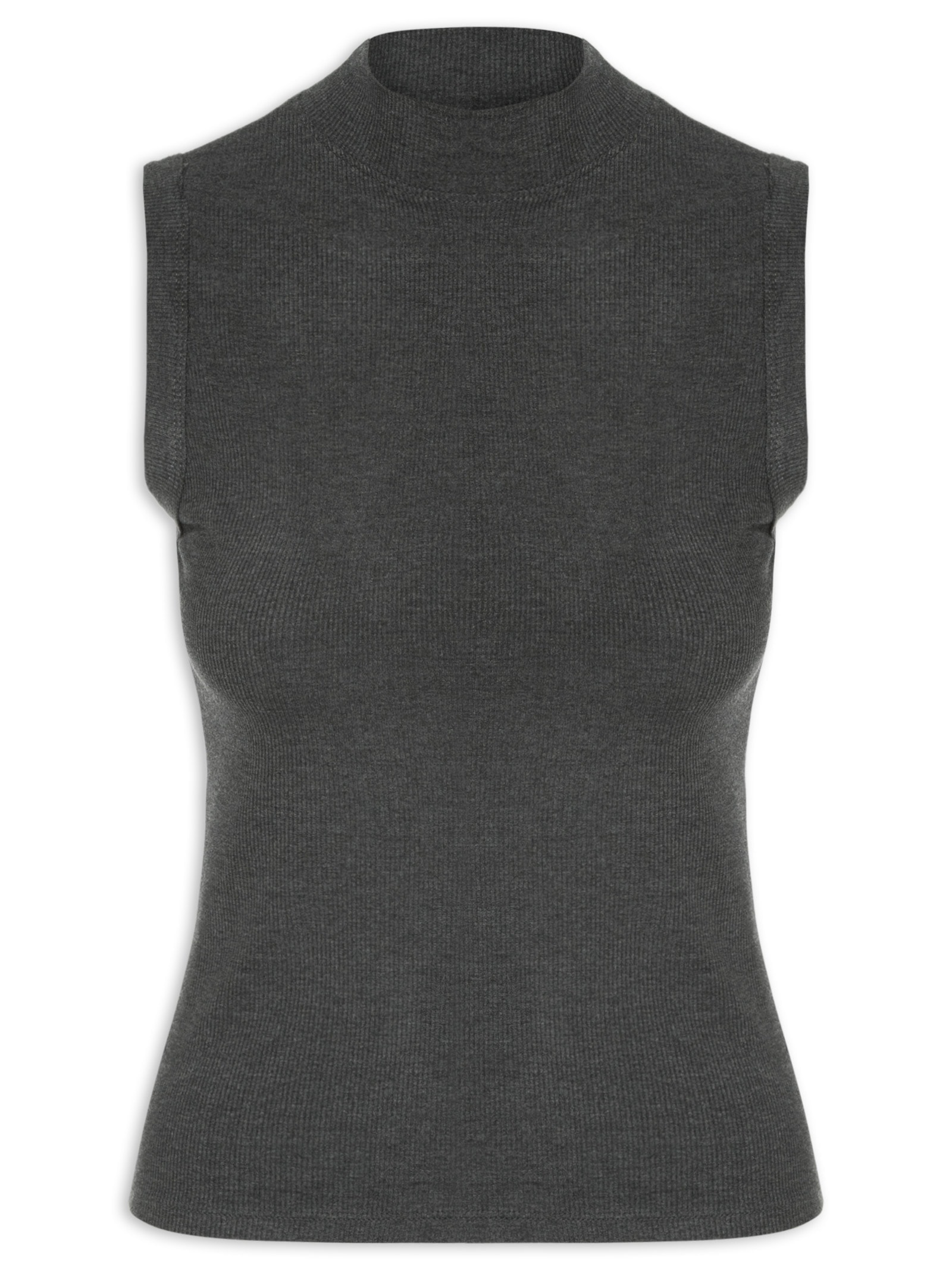 Regata Feminina Gola Alta Cinza Basiq